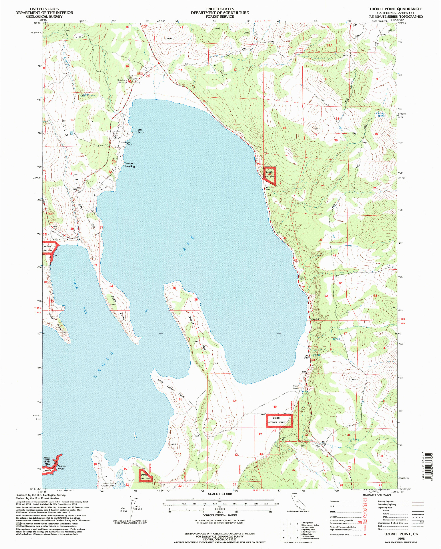 USGS 1:24000-SCALE QUADRANGLE FOR TROXEL POINT, CA 1995