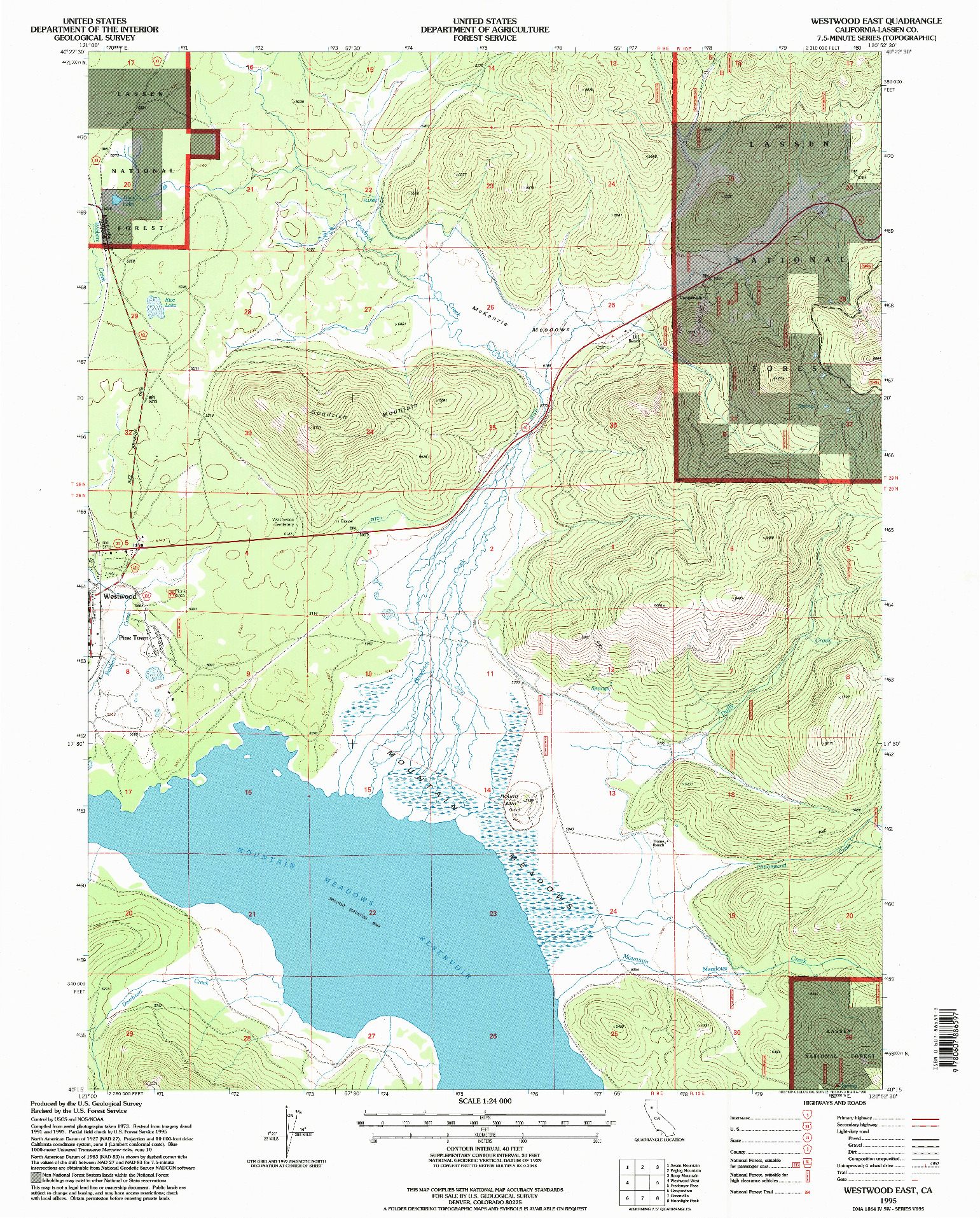 USGS 1:24000-SCALE QUADRANGLE FOR WESTWOOD EAST, CA 1995