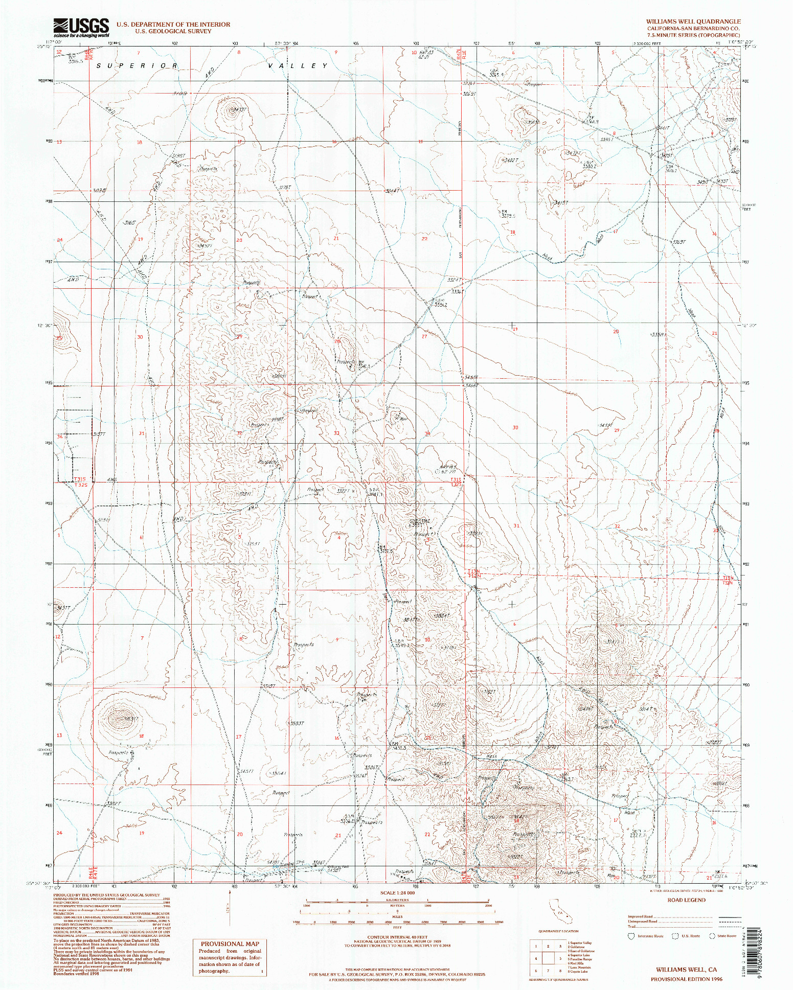 USGS 1:24000-SCALE QUADRANGLE FOR WILLIAMS WELL, CA 1996