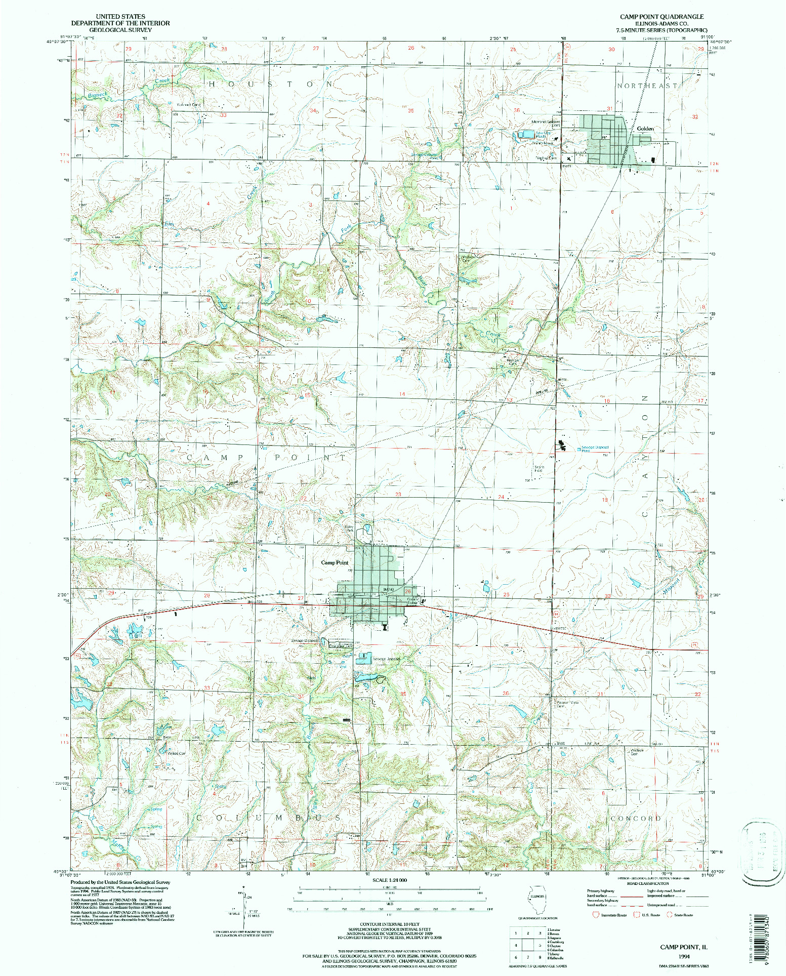 USGS 1:24000-SCALE QUADRANGLE FOR CAMP POINT, IL 1994