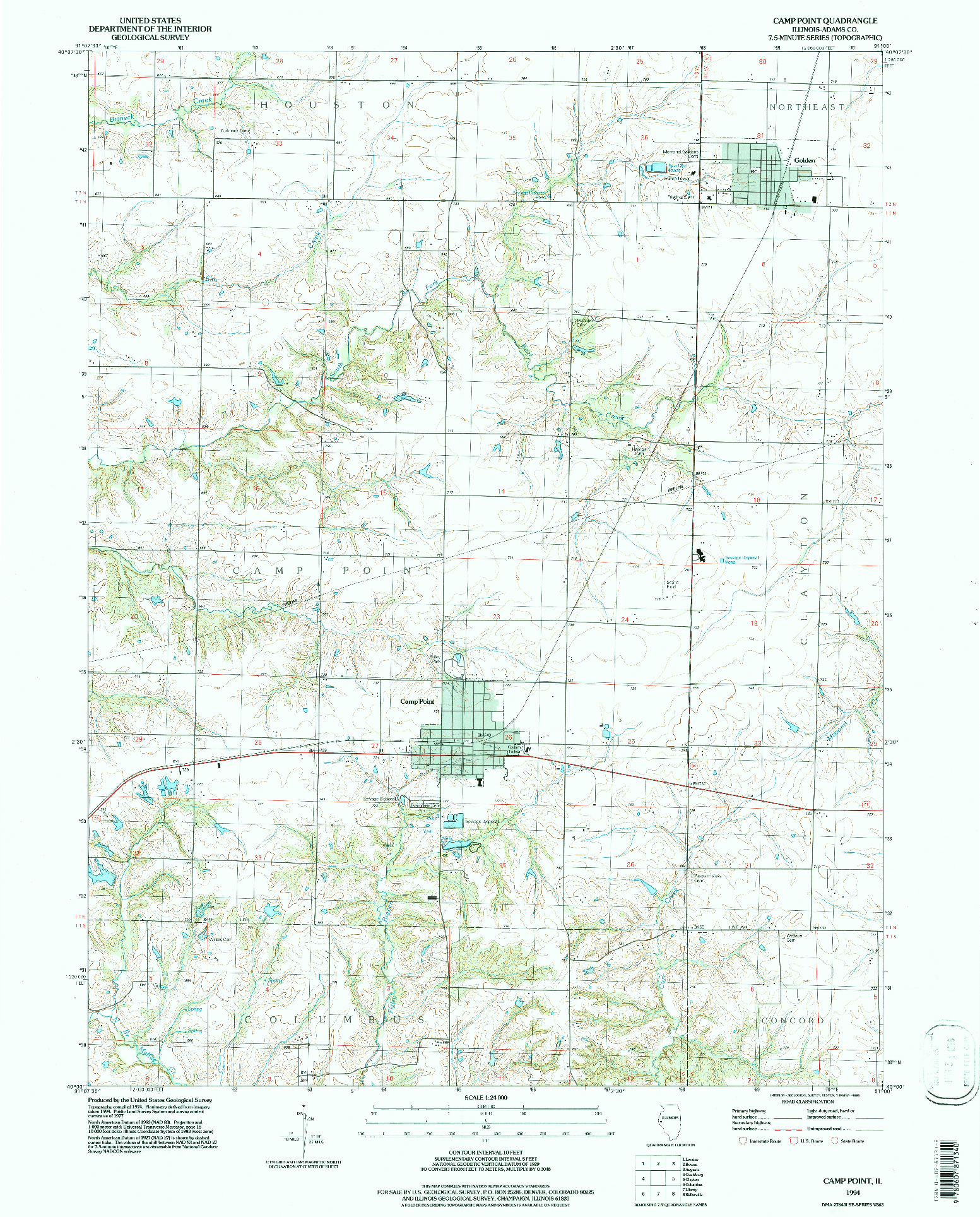 USGS 1:24000-SCALE QUADRANGLE FOR CAMP POINT, IL 1994