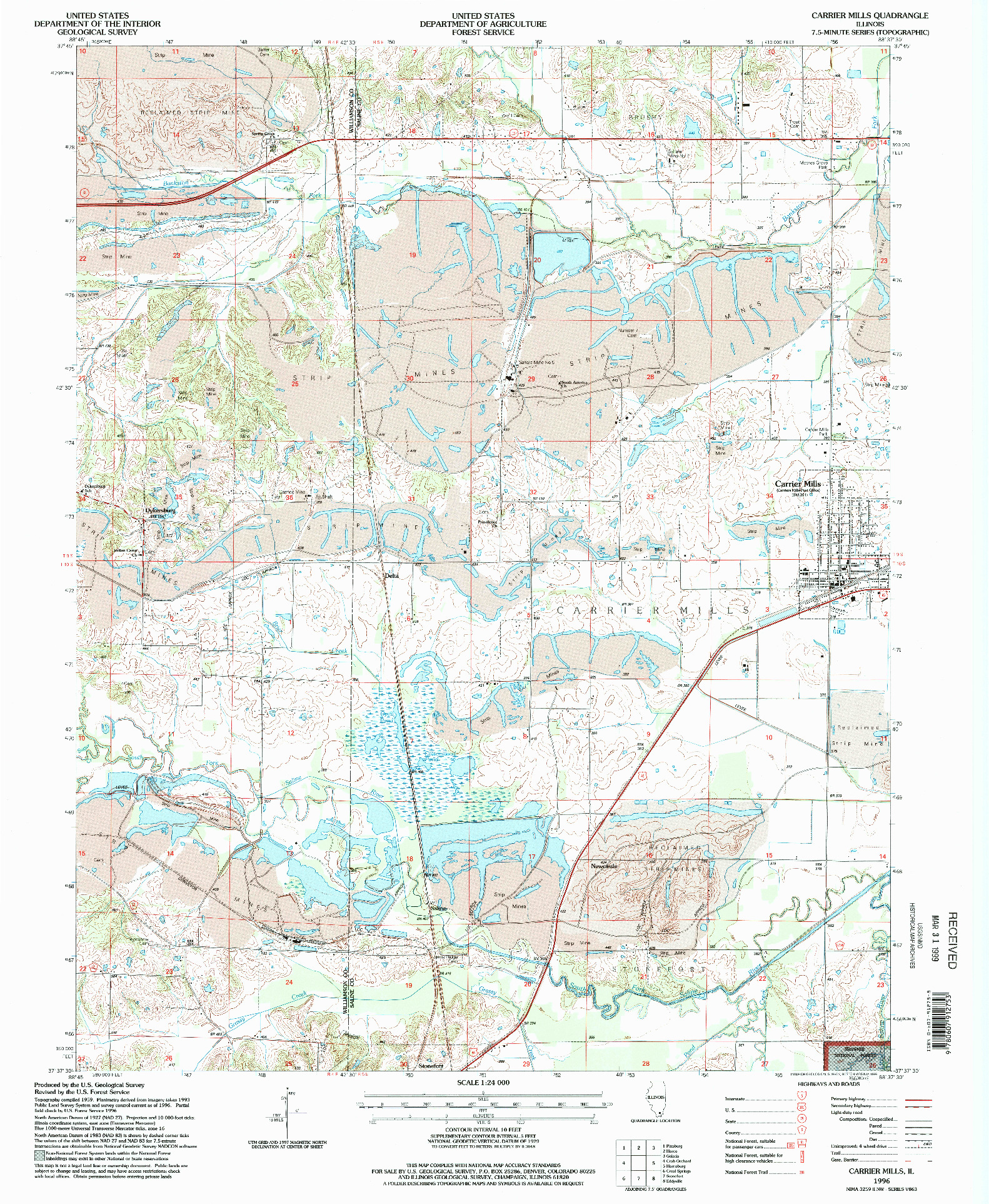 USGS 1:24000-SCALE QUADRANGLE FOR CARRIER MILLS, IL 1996