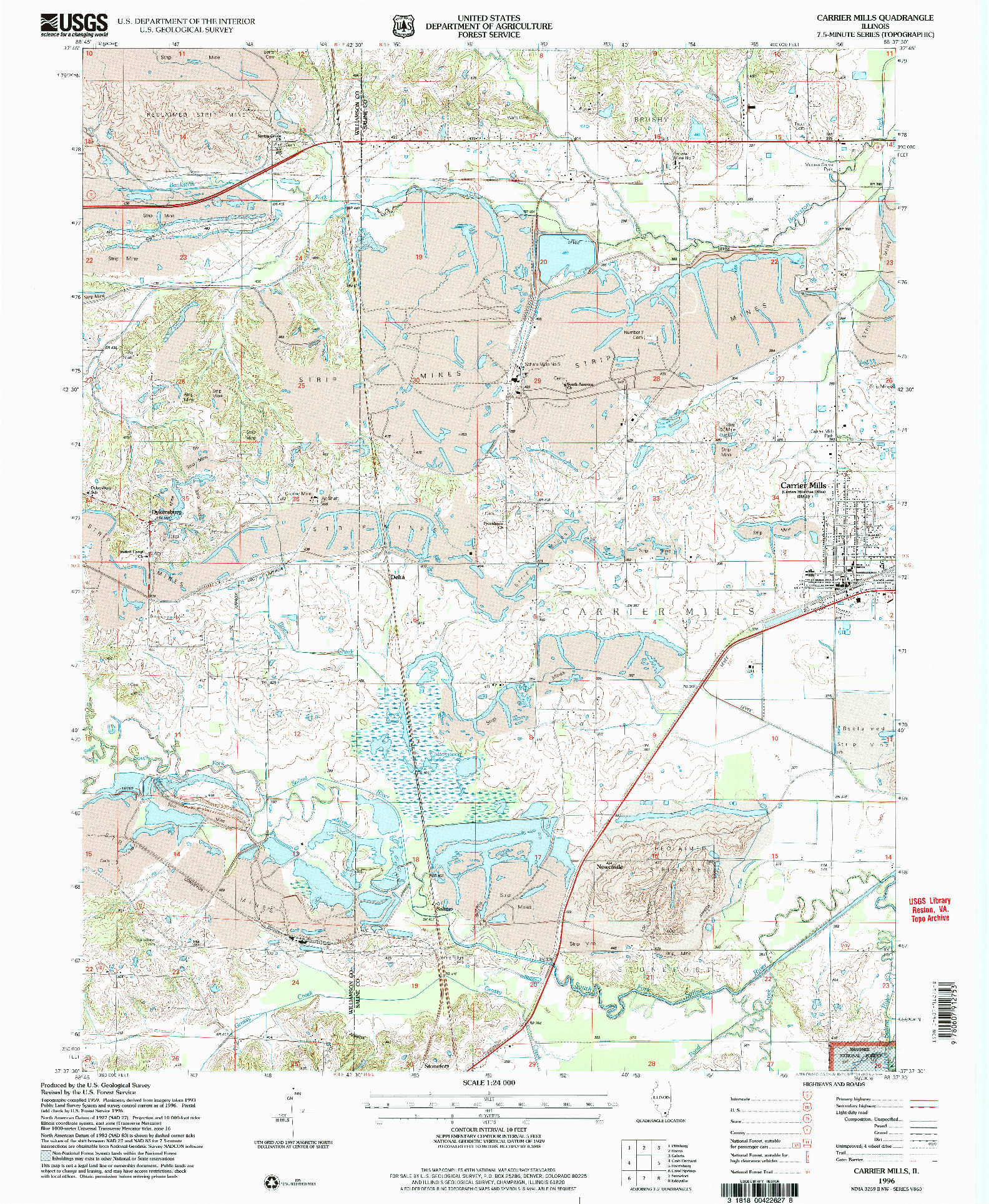 USGS 1:24000-SCALE QUADRANGLE FOR CARRIER MILLS, IL 1996