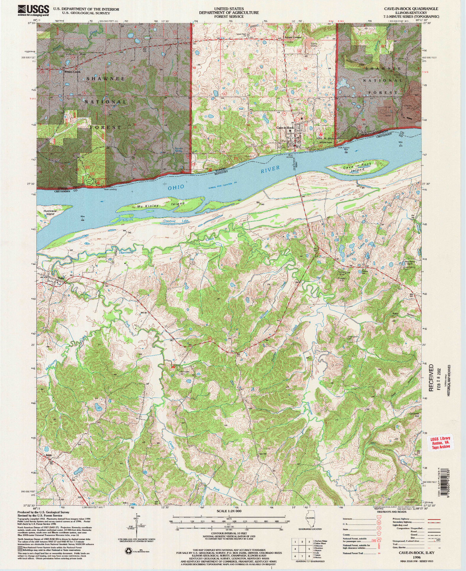 USGS 1:24000-SCALE QUADRANGLE FOR CAVE-IN-ROCK, IL 1996