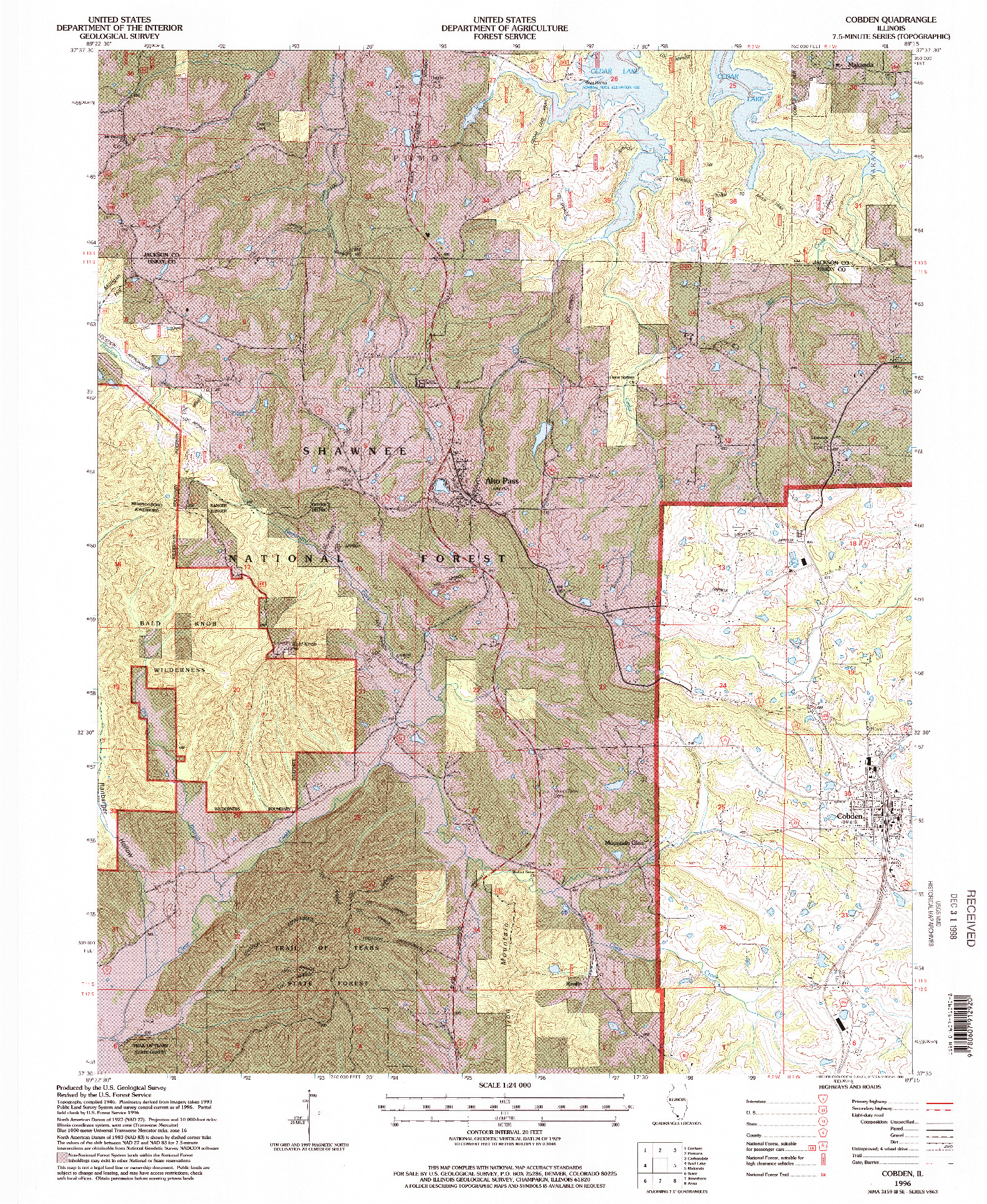 USGS 1:24000-SCALE QUADRANGLE FOR COBDEN, IL 1996