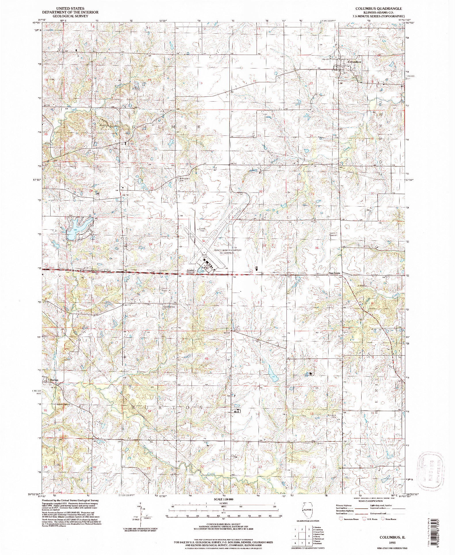 USGS 1:24000-SCALE QUADRANGLE FOR COLUMBUS, IL 1995