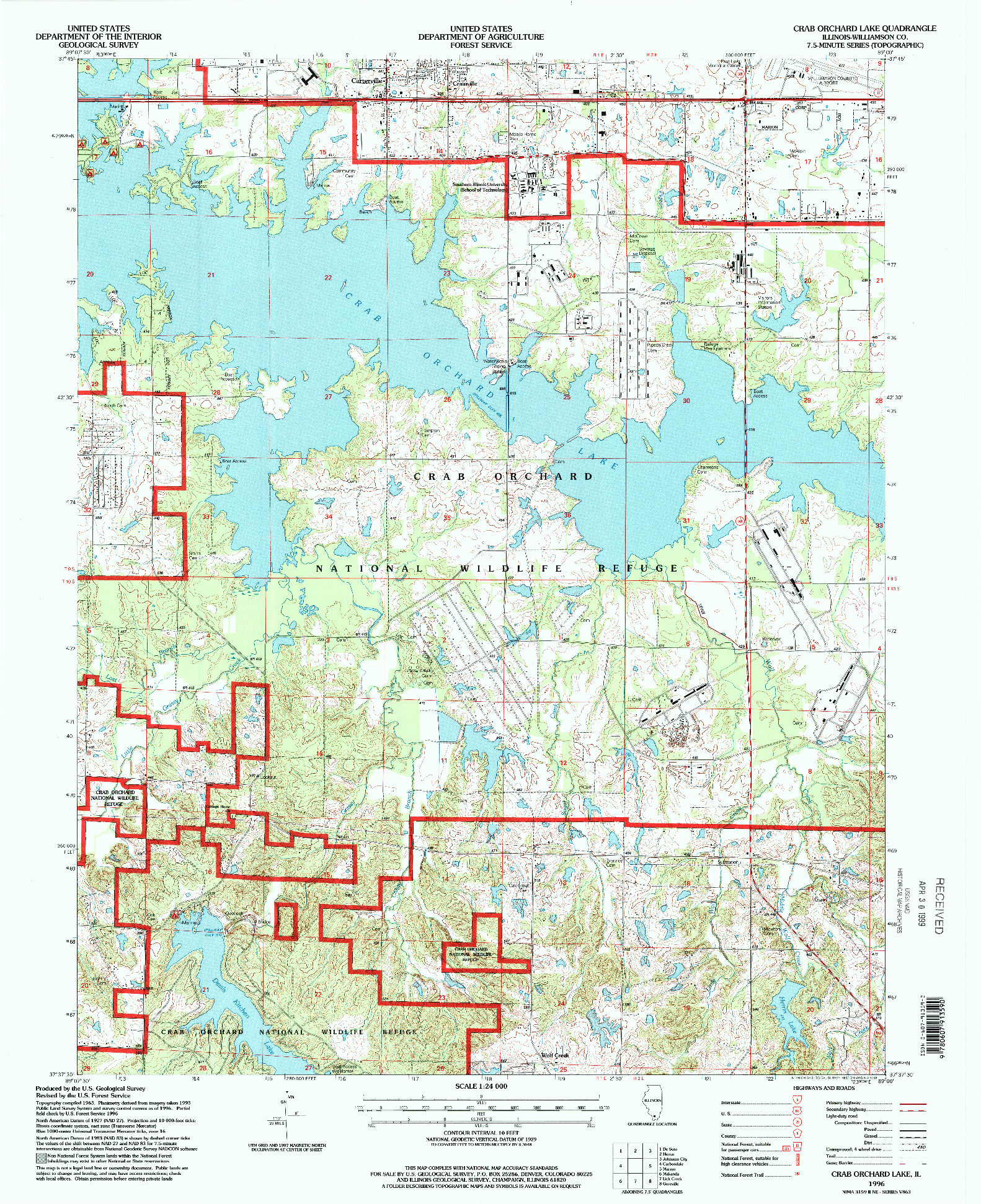 USGS 1:24000-SCALE QUADRANGLE FOR CRAB ORCHARD LAKE, IL 1996