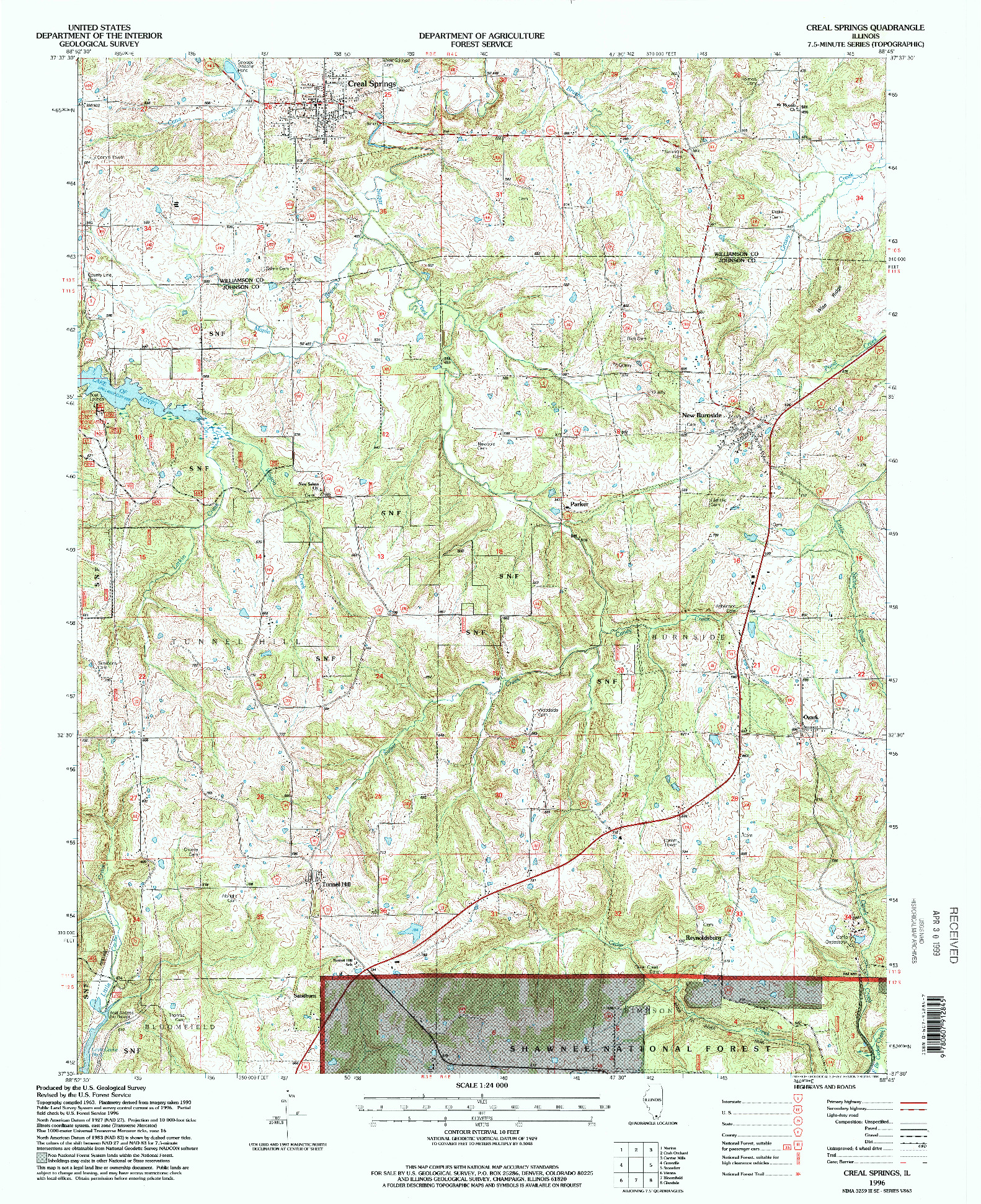 USGS 1:24000-SCALE QUADRANGLE FOR CREAL SPRINGS, IL 1996