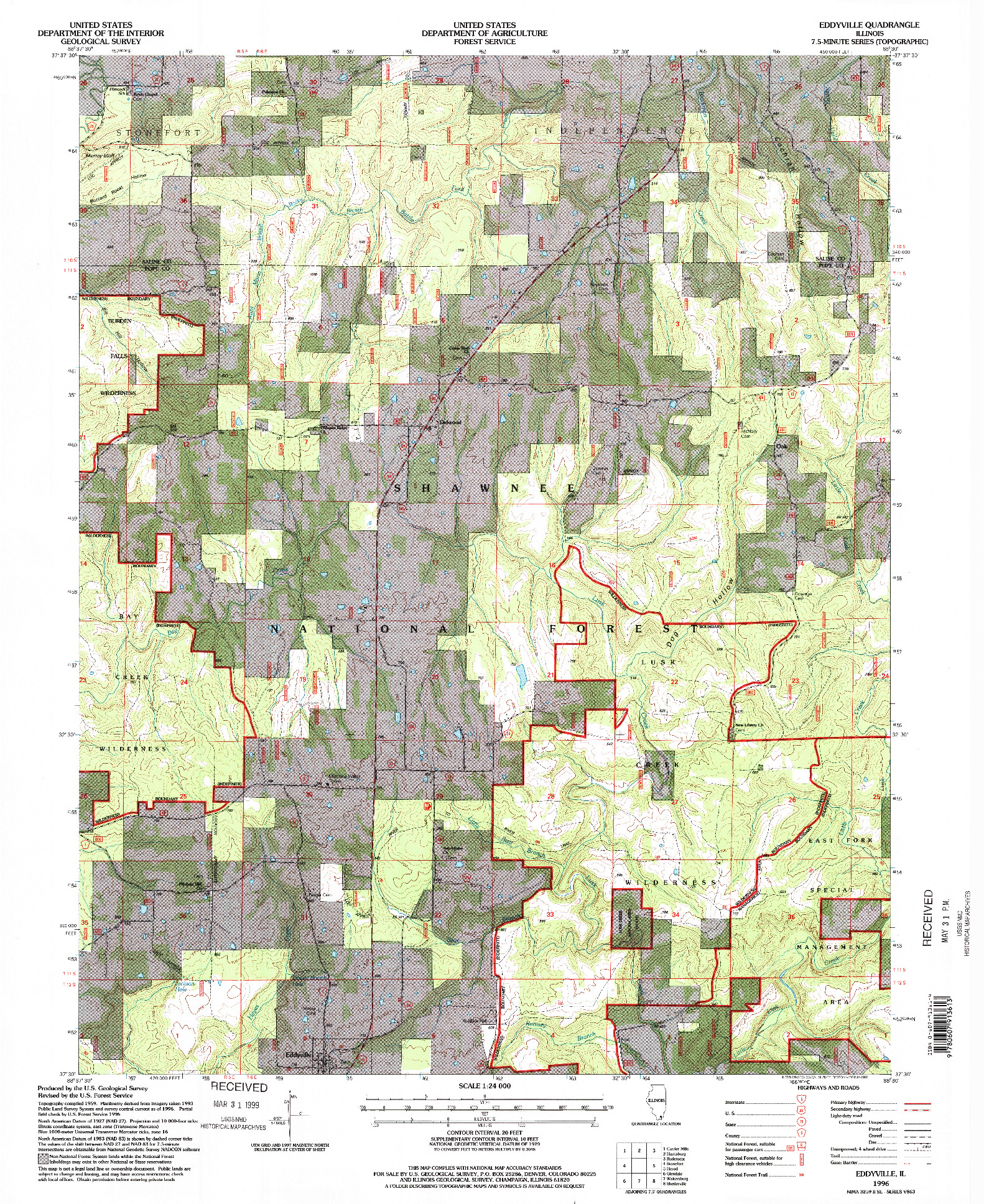 USGS 1:24000-SCALE QUADRANGLE FOR EDDYVILLE, IL 1996