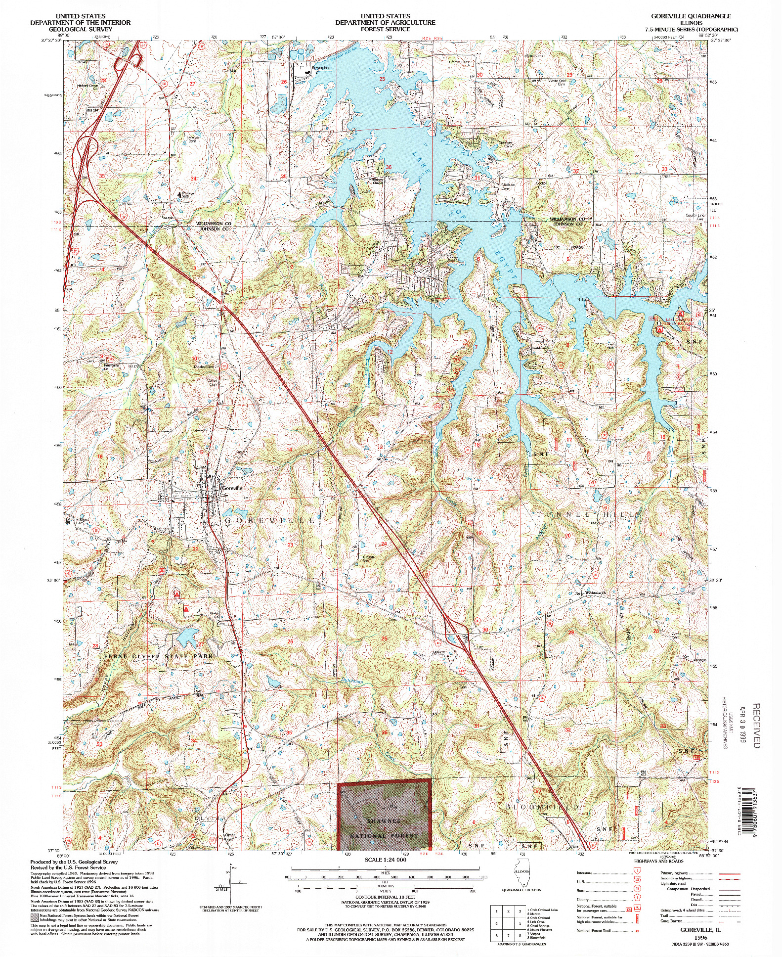 USGS 1:24000-SCALE QUADRANGLE FOR GOREVILLE, IL 1996