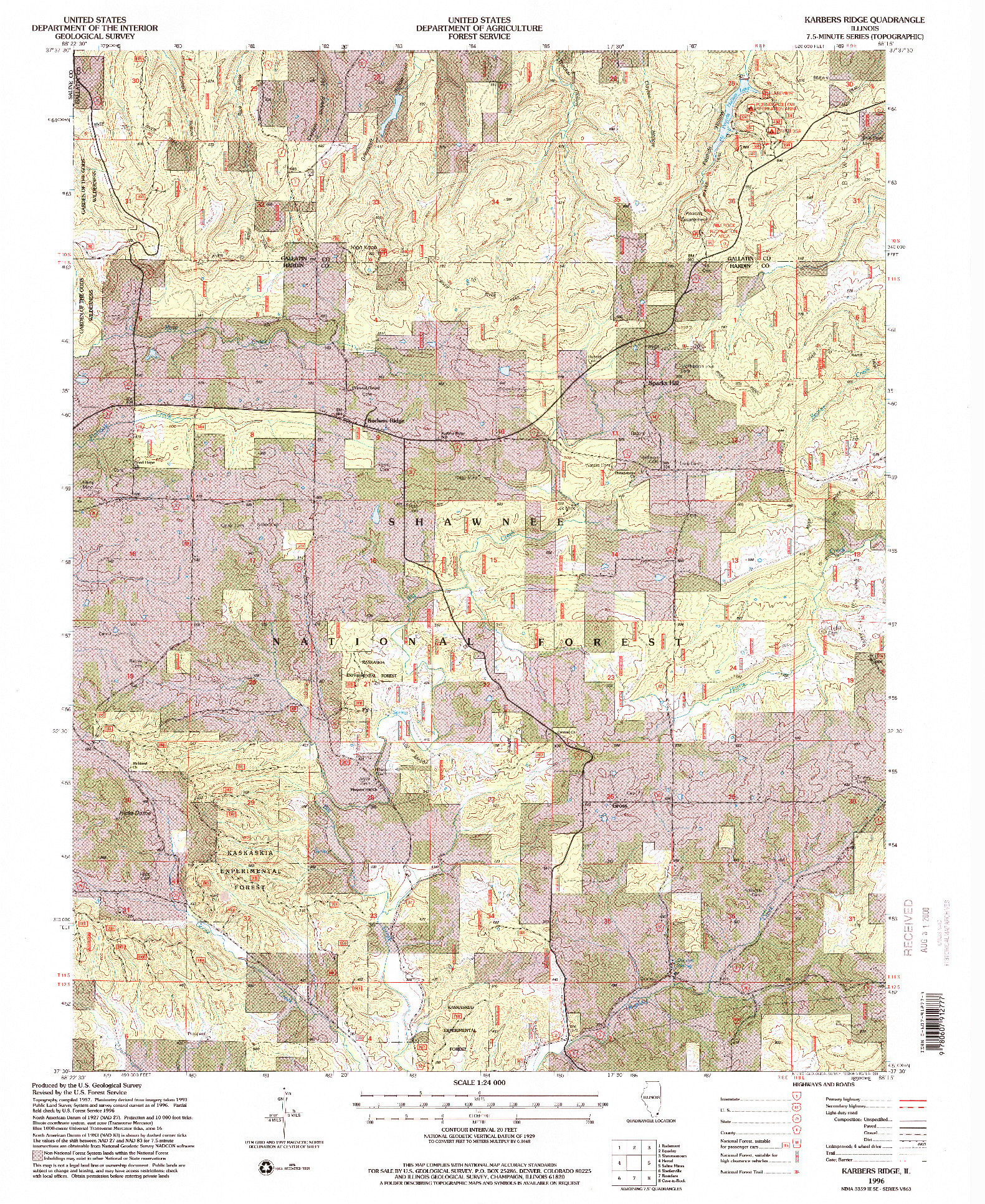 USGS 1:24000-SCALE QUADRANGLE FOR KARBERS RIDGE, IL 1996