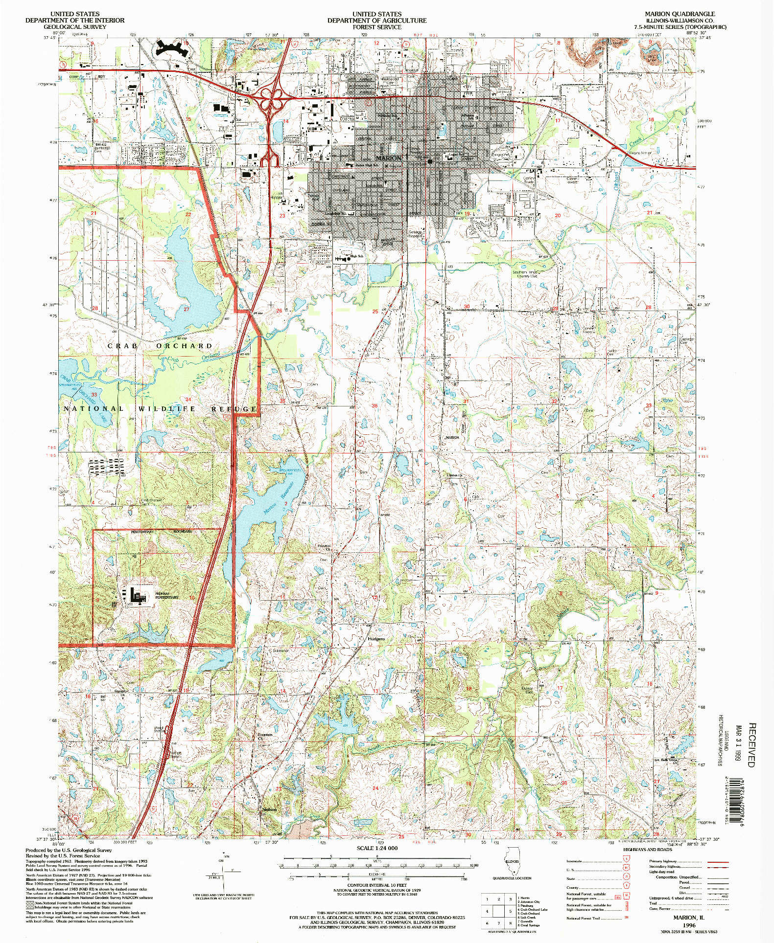 USGS 1:24000-SCALE QUADRANGLE FOR MARION, IL 1996