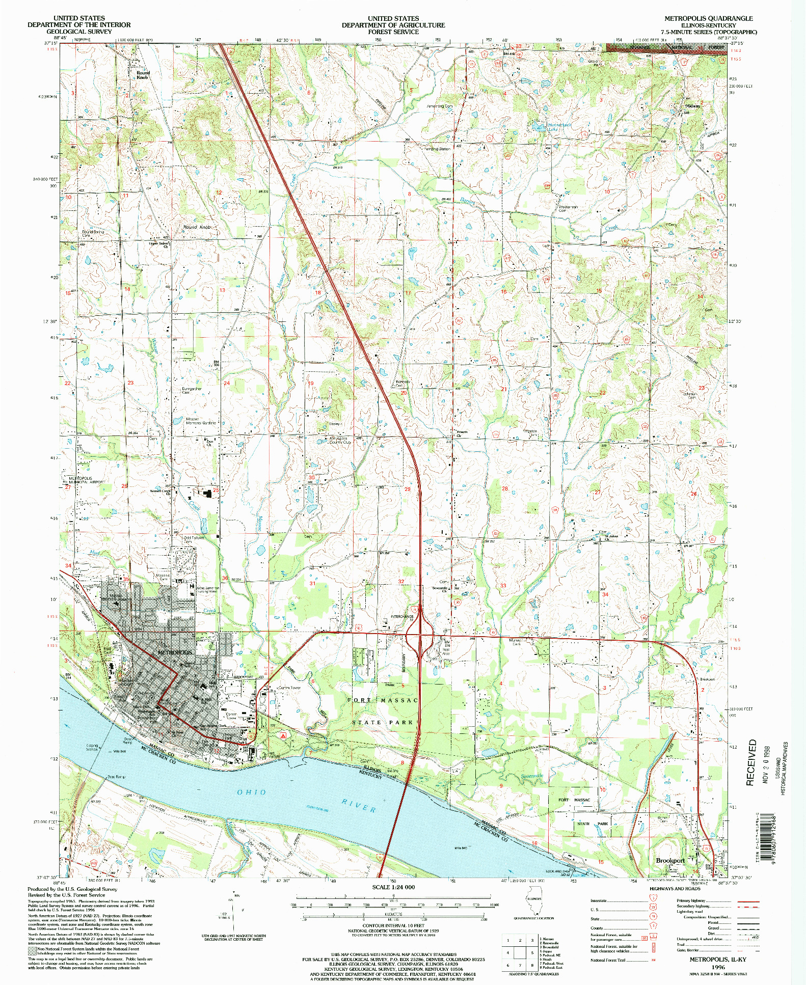 USGS 1:24000-SCALE QUADRANGLE FOR METROPOLIS, IL 1996