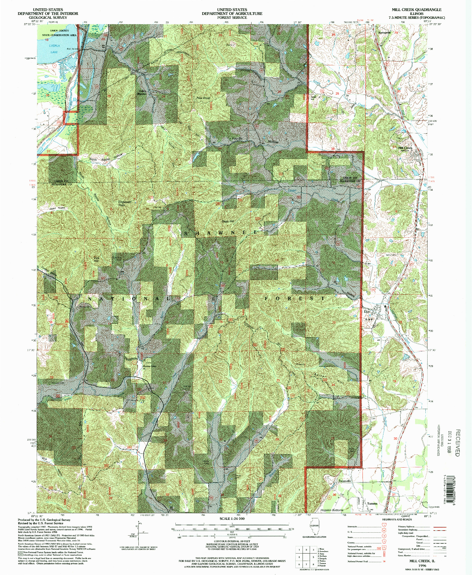 USGS 1:24000-SCALE QUADRANGLE FOR MILL CREEK, IL 1996