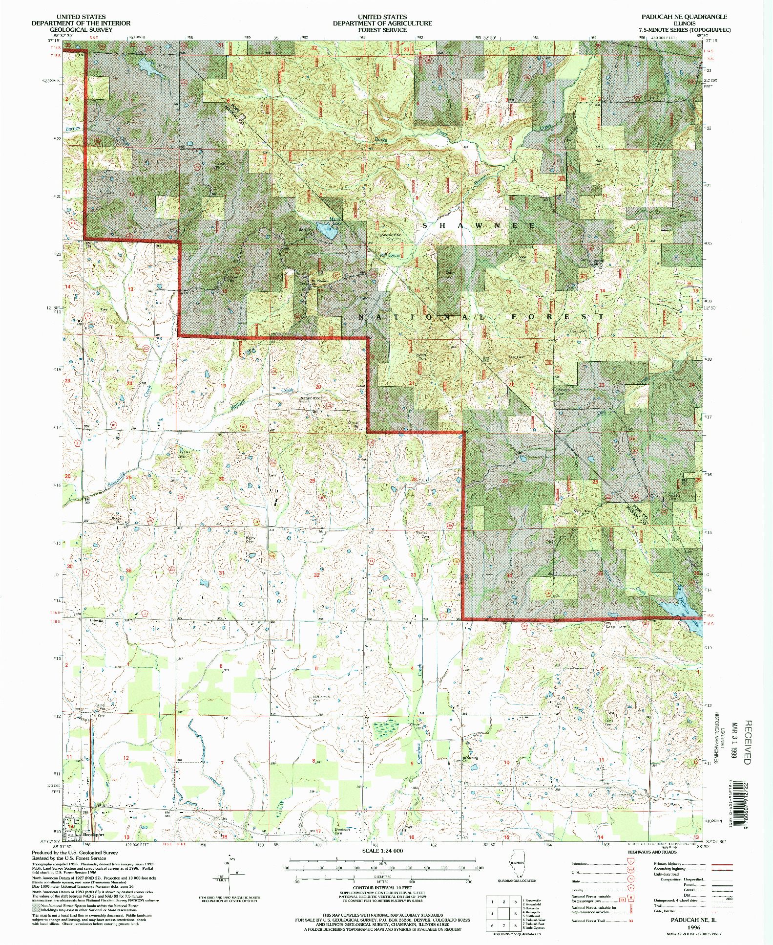 USGS 1:24000-SCALE QUADRANGLE FOR PADUCAH NE, IL 1996