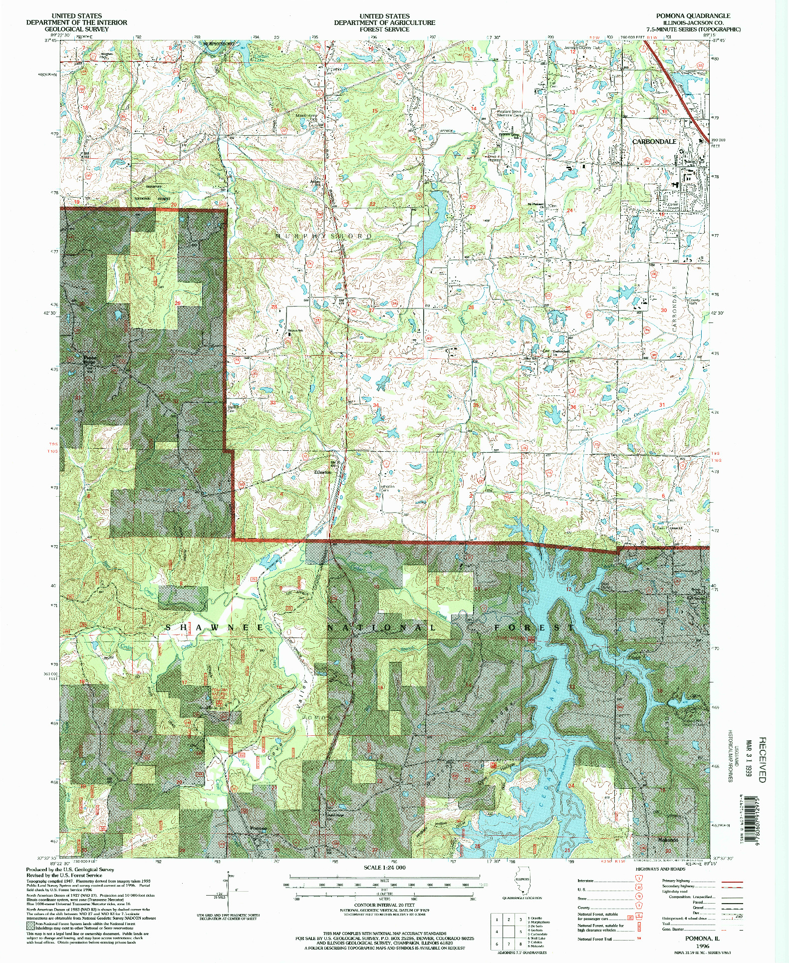 USGS 1:24000-SCALE QUADRANGLE FOR POMONA, IL 1996