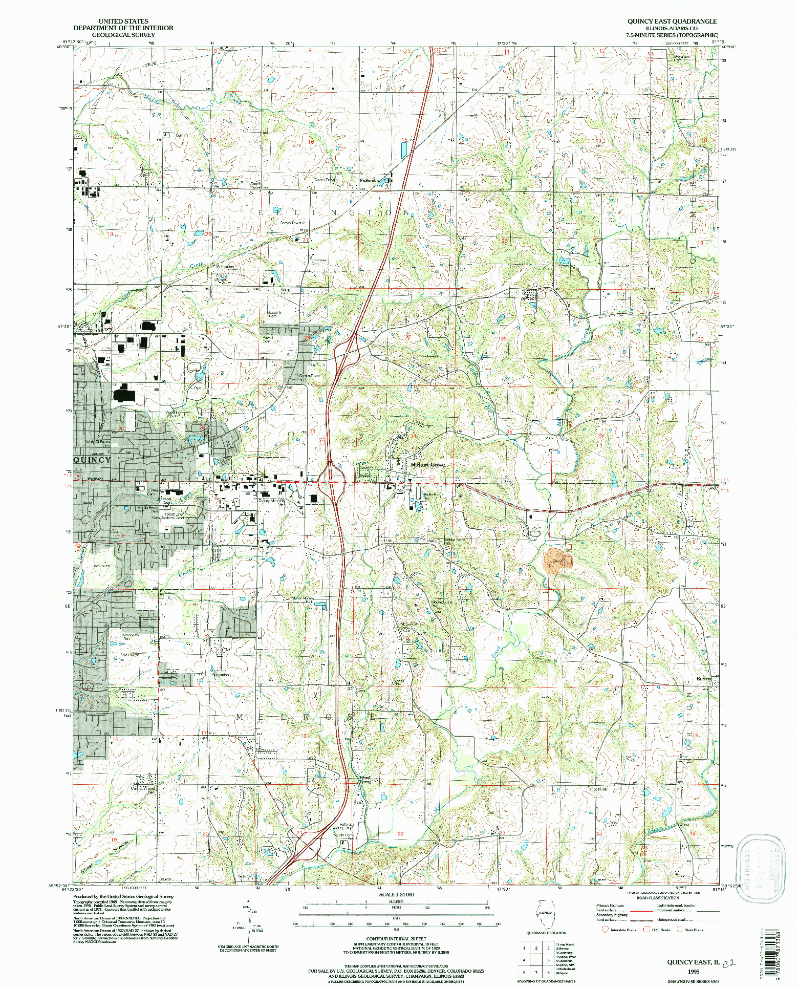 USGS 1:24000-SCALE QUADRANGLE FOR QUINCY EAST, IL 1995