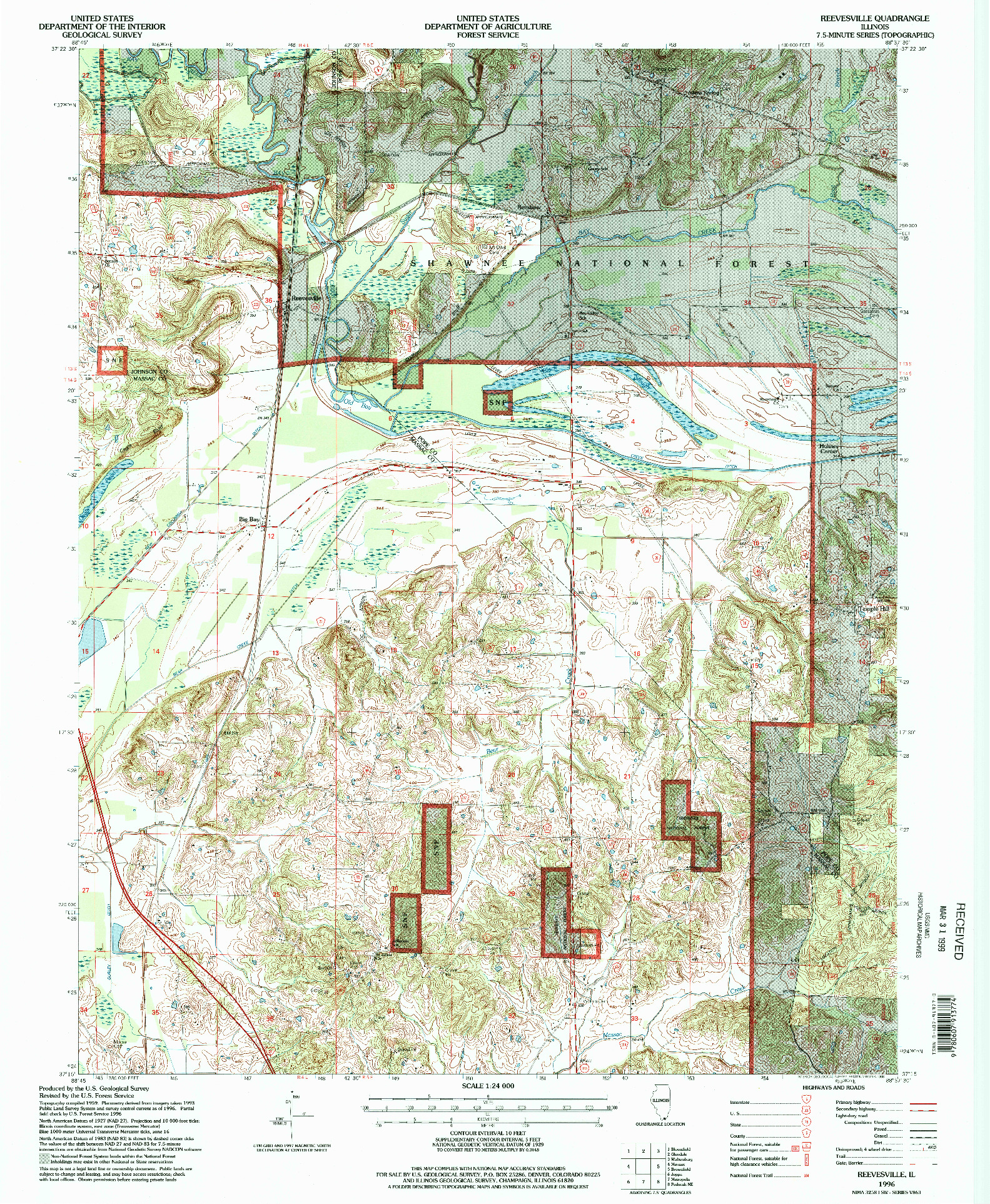 USGS 1:24000-SCALE QUADRANGLE FOR REEVESVILLE, IL 1996