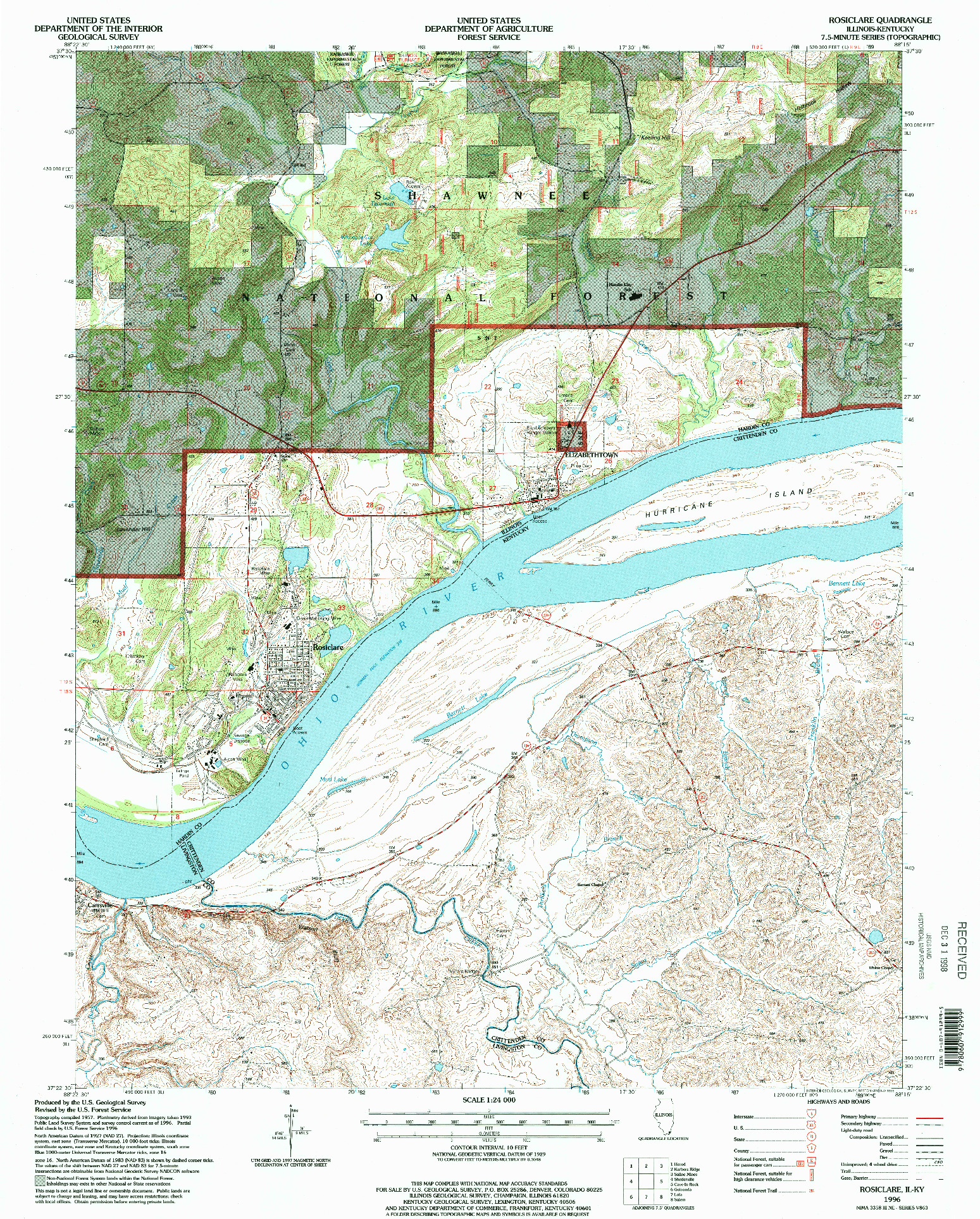 USGS 1:24000-SCALE QUADRANGLE FOR ROSICLARE, IL 1996