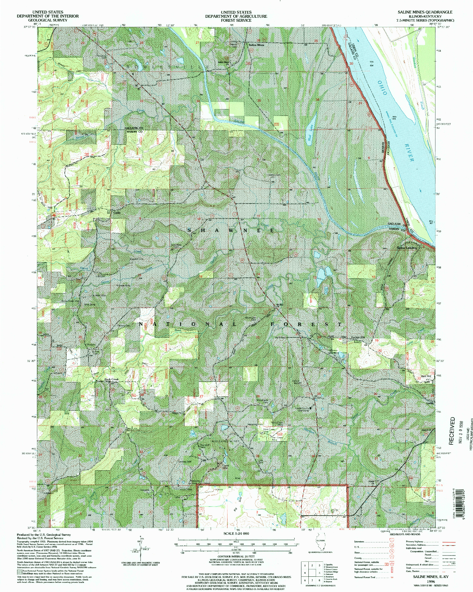 USGS 1:24000-SCALE QUADRANGLE FOR SALINE MINES, IL 1996