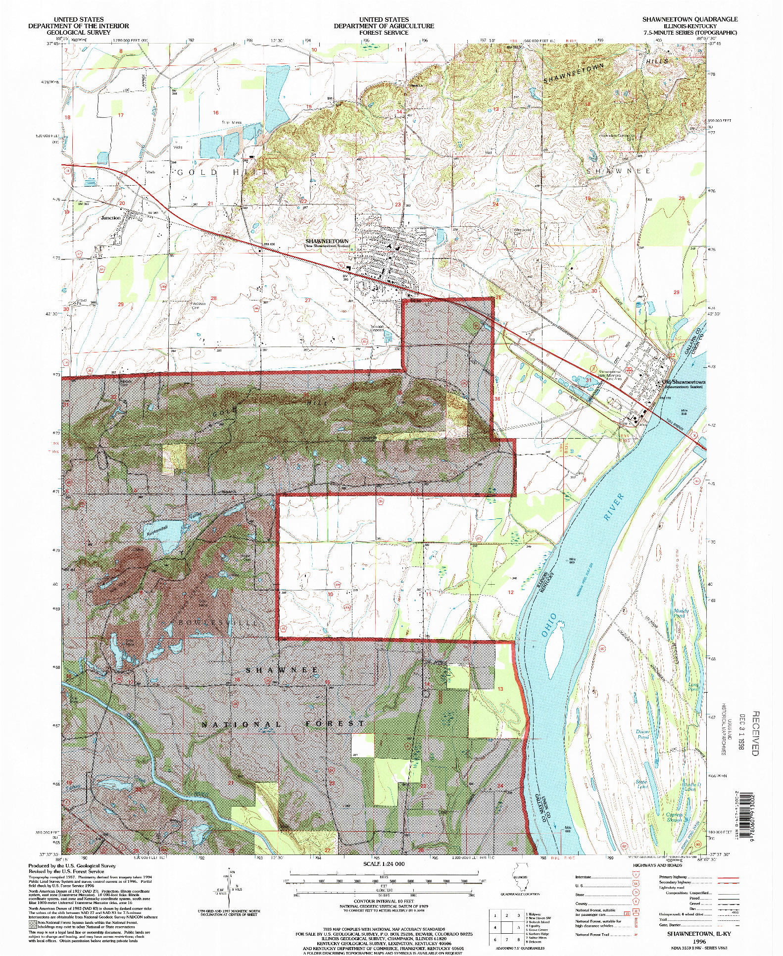 USGS 1:24000-SCALE QUADRANGLE FOR SHAWNEETOWN, IL 1996