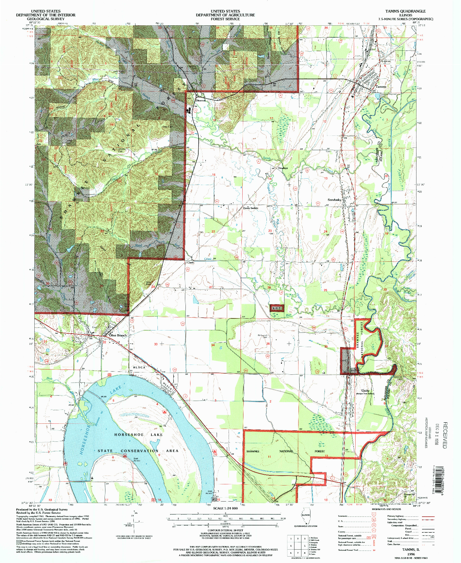 USGS 1:24000-SCALE QUADRANGLE FOR TAMMS, IL 1996