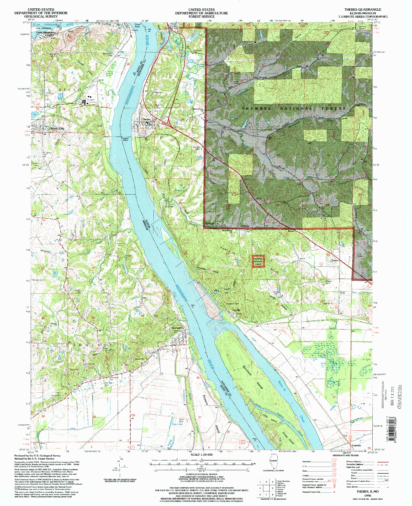 USGS 1:24000-SCALE QUADRANGLE FOR THEBES, IL 1996