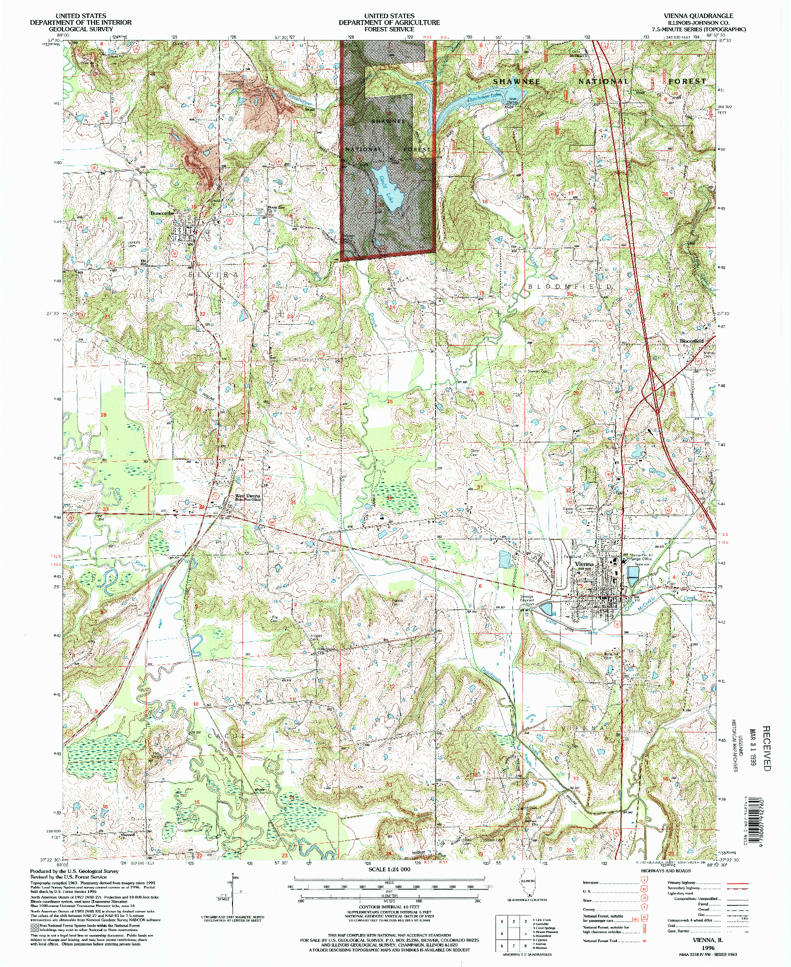 USGS 1:24000-SCALE QUADRANGLE FOR VIENNA, IL 1996