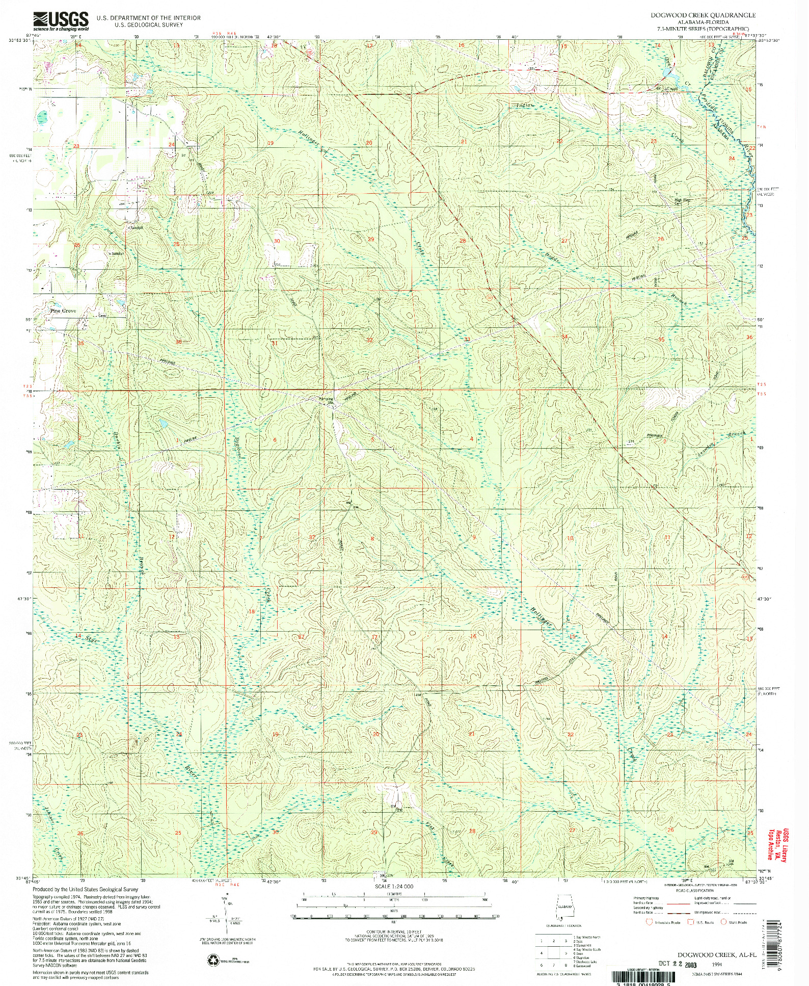 USGS 1:24000-SCALE QUADRANGLE FOR DOGWOOD CREEK, AL 1994