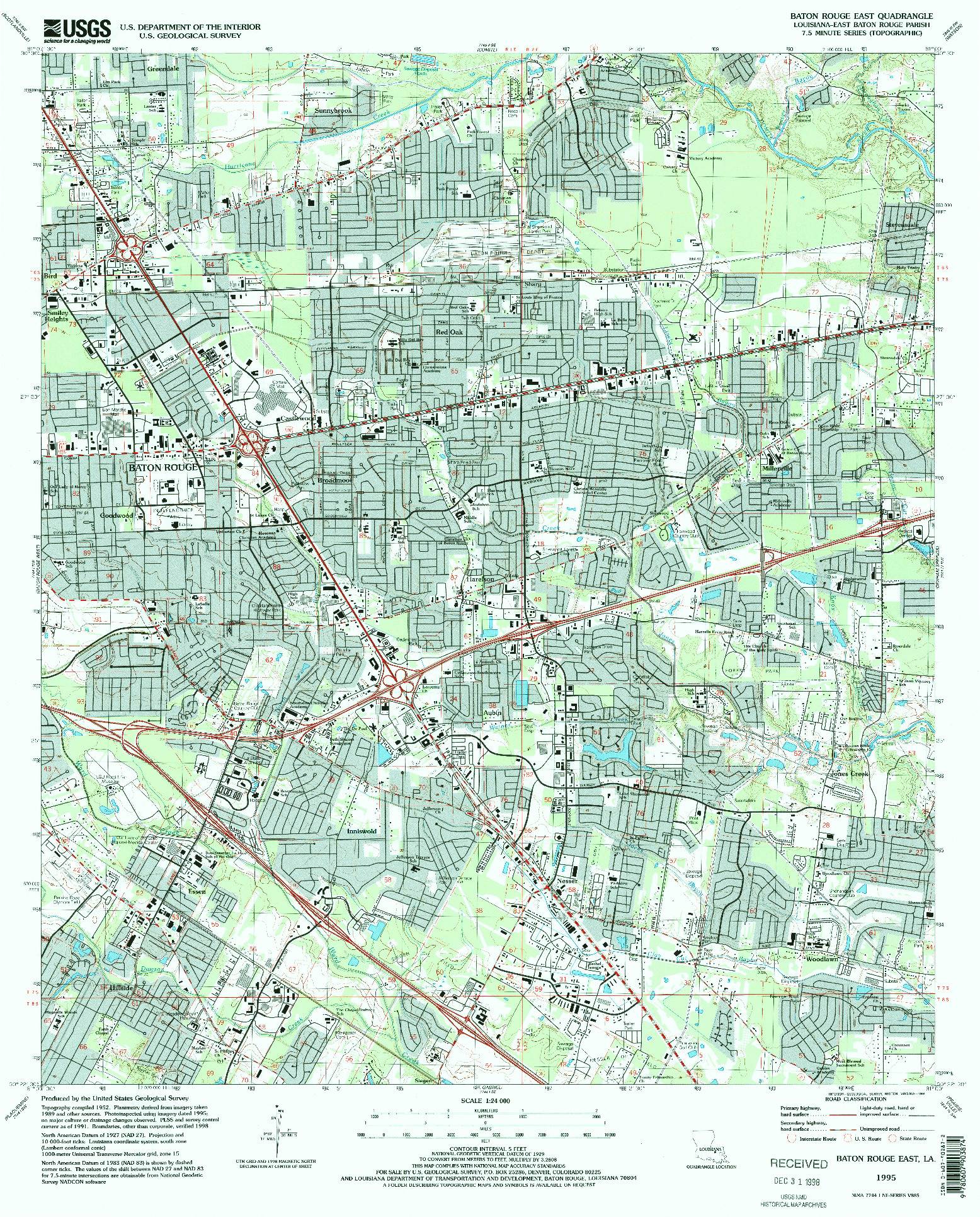 USGS 1:24000-SCALE QUADRANGLE FOR BATON ROUGE EAST, LA 1995