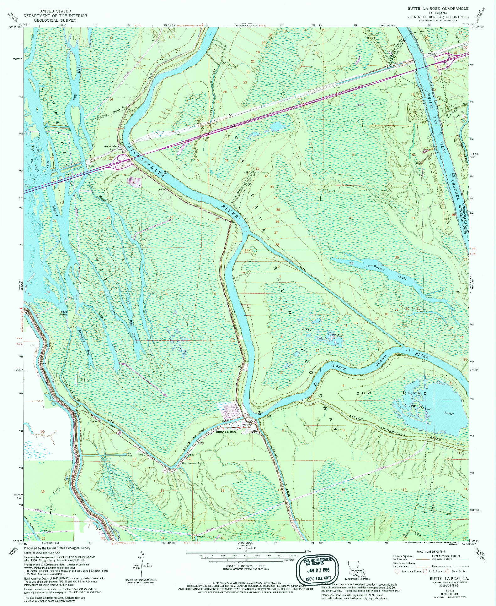 USGS 1:24000-SCALE QUADRANGLE FOR BUTTE LA ROSE, LA 1968