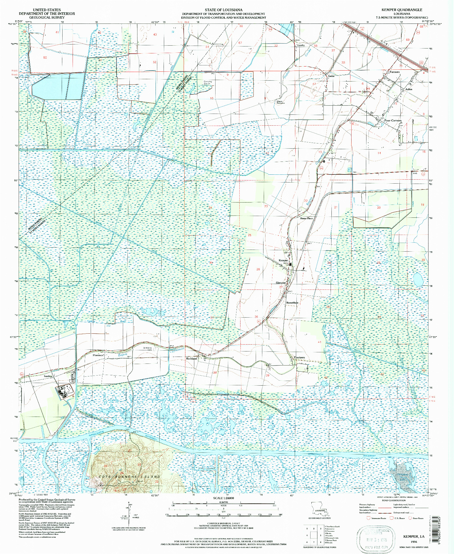 USGS 1:24000-SCALE QUADRANGLE FOR KEMPER, LA 1994