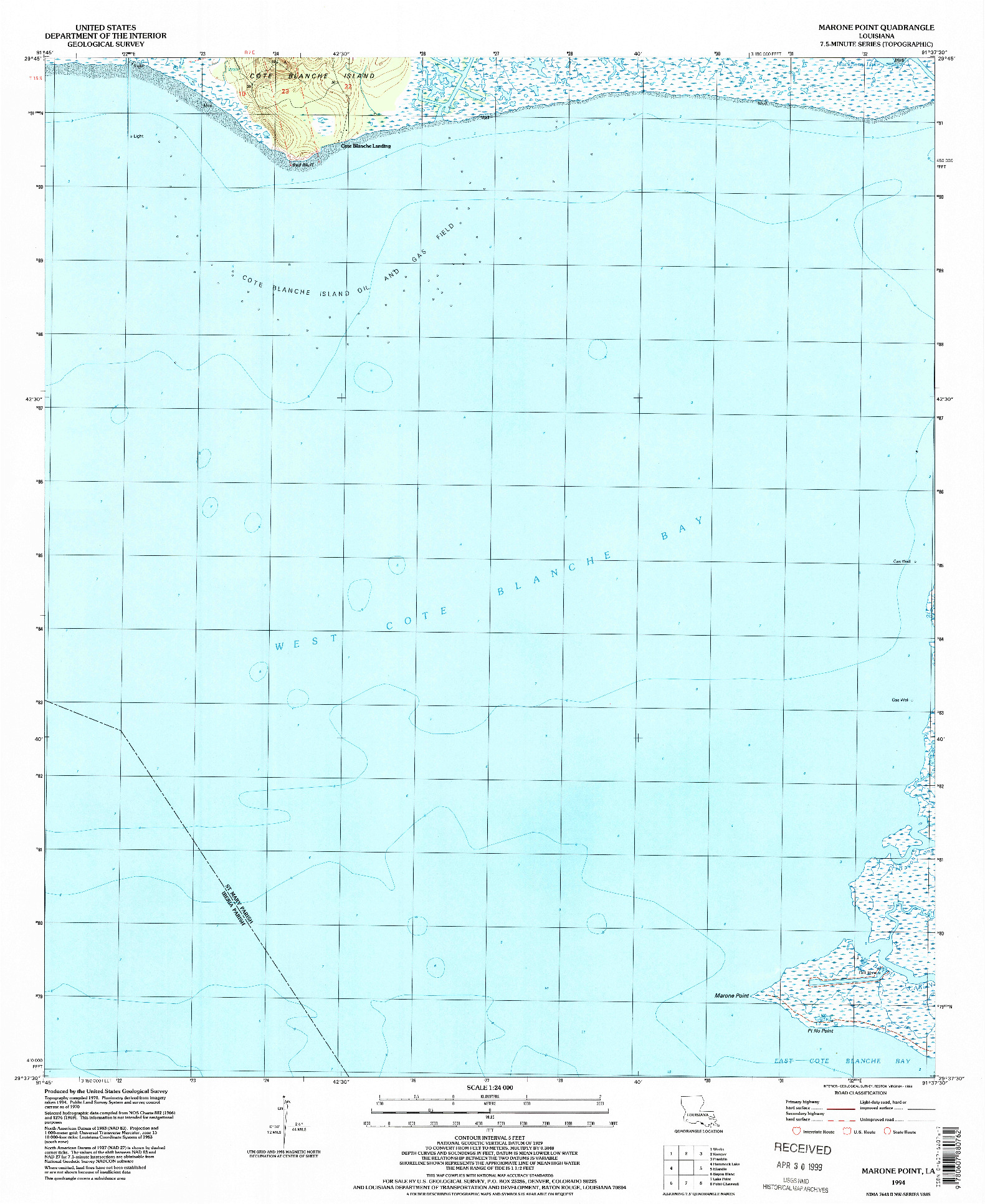 USGS 1:24000-SCALE QUADRANGLE FOR MARONE POINT, LA 1994
