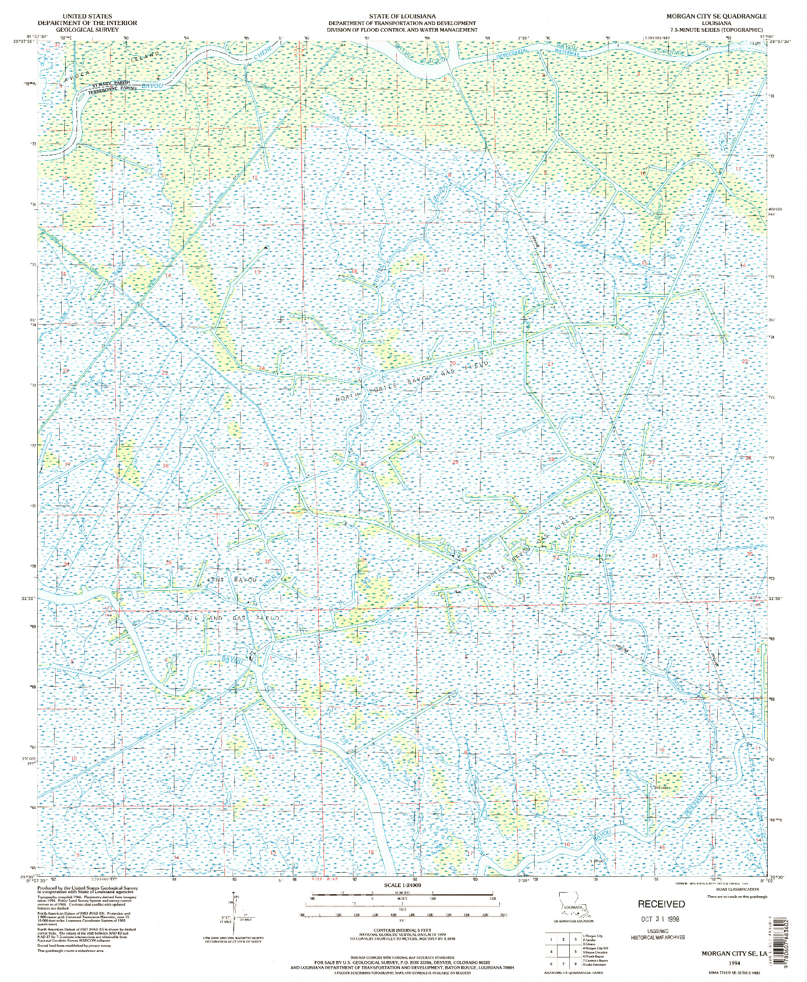 USGS 1:24000-SCALE QUADRANGLE FOR MORGAN CITY SE, LA 1994