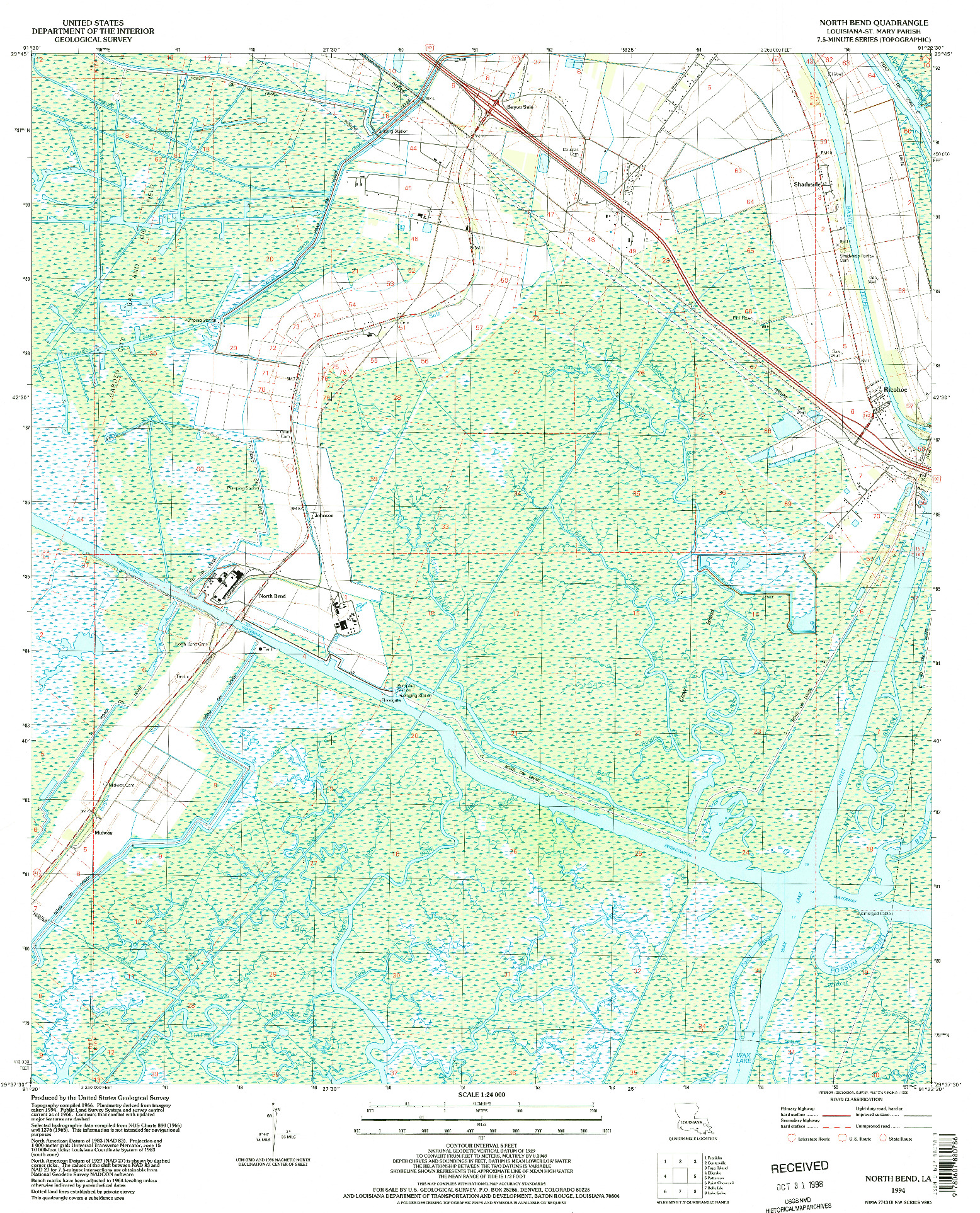 USGS 1:24000-SCALE QUADRANGLE FOR NORTH BEND, LA 1994