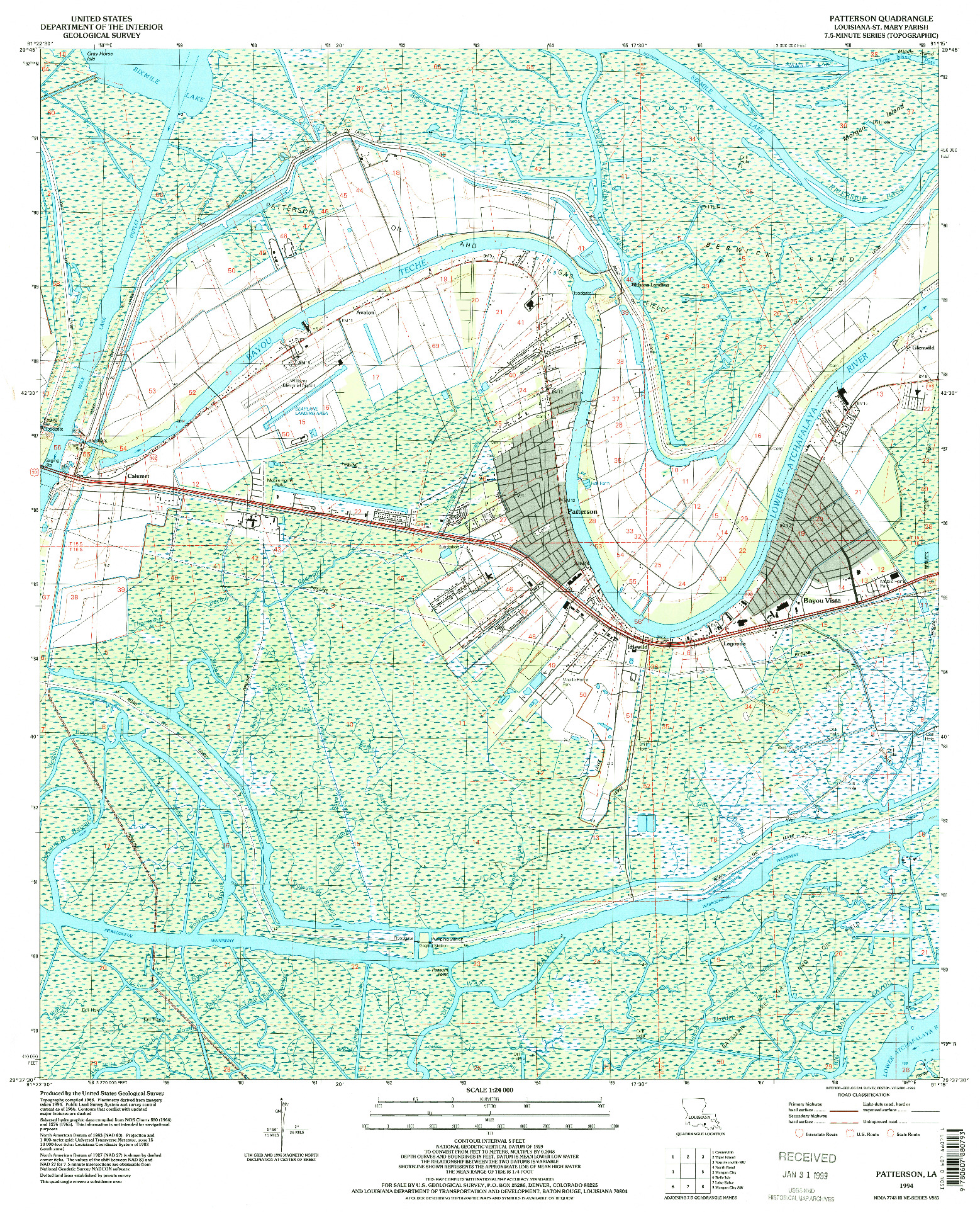 USGS 1:24000-SCALE QUADRANGLE FOR PATTERSON, LA 1994