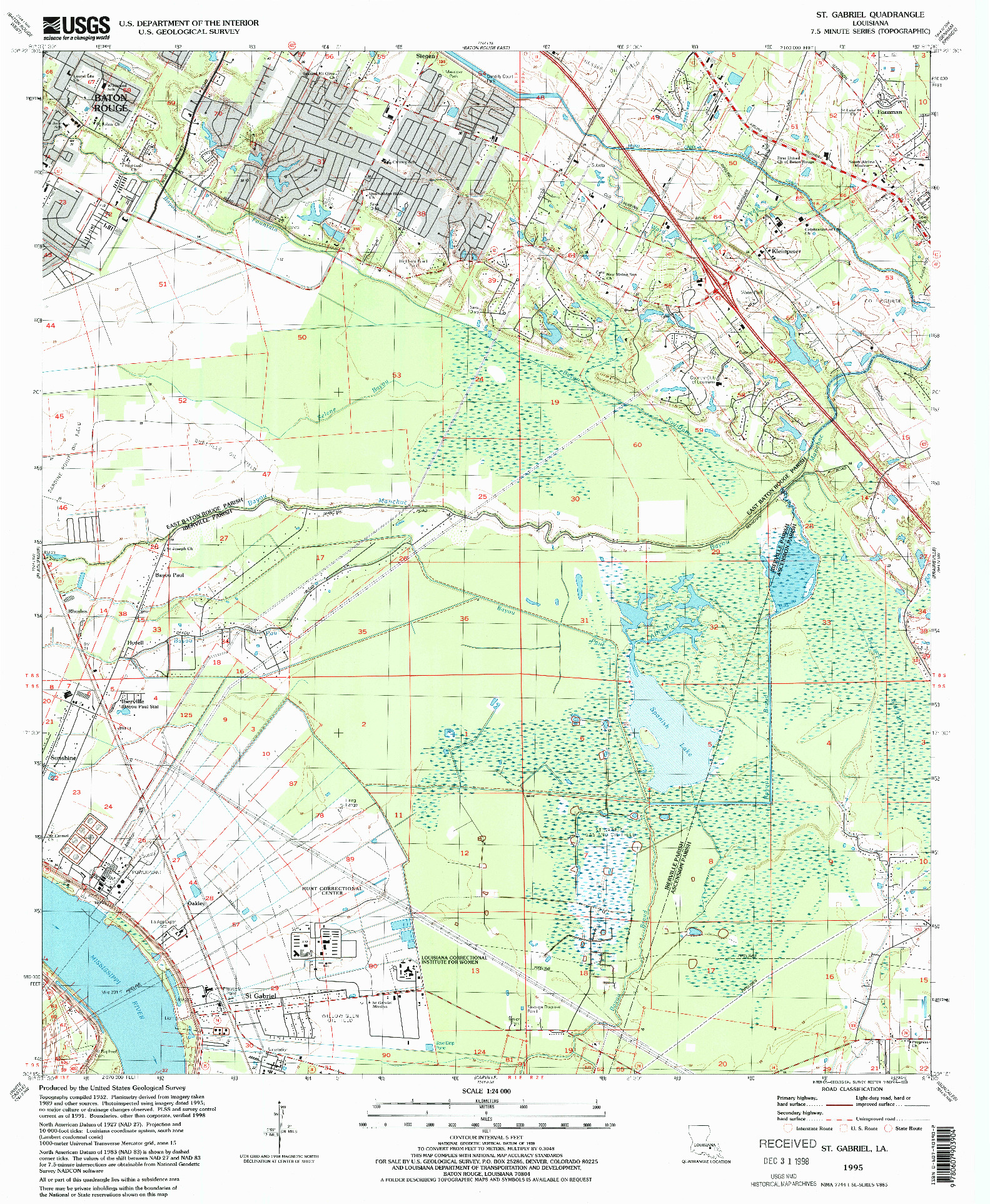 USGS 1:24000-SCALE QUADRANGLE FOR ST. GABRIEL, LA 1995