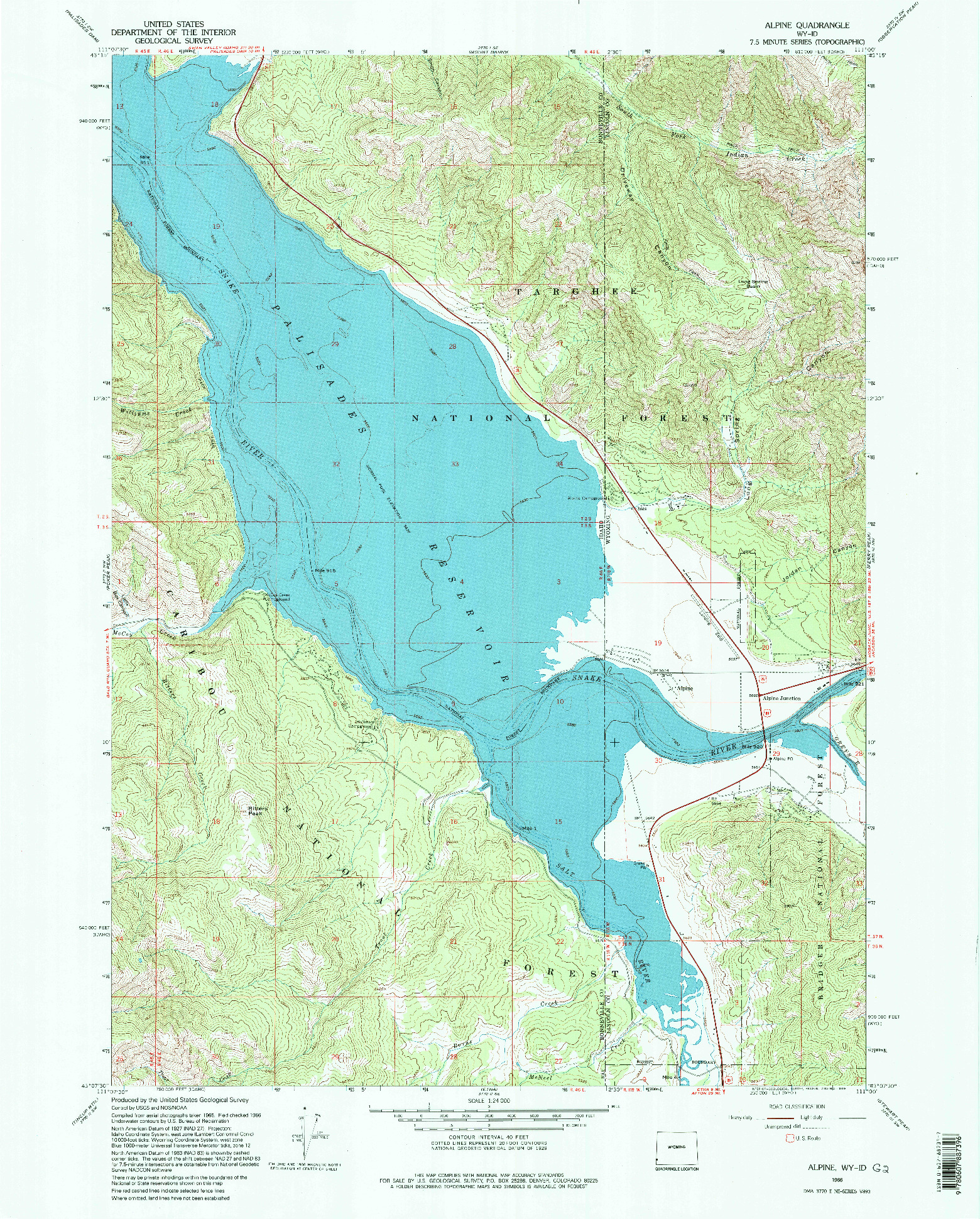 USGS 1:24000-SCALE QUADRANGLE FOR ALPINE, WY 1966