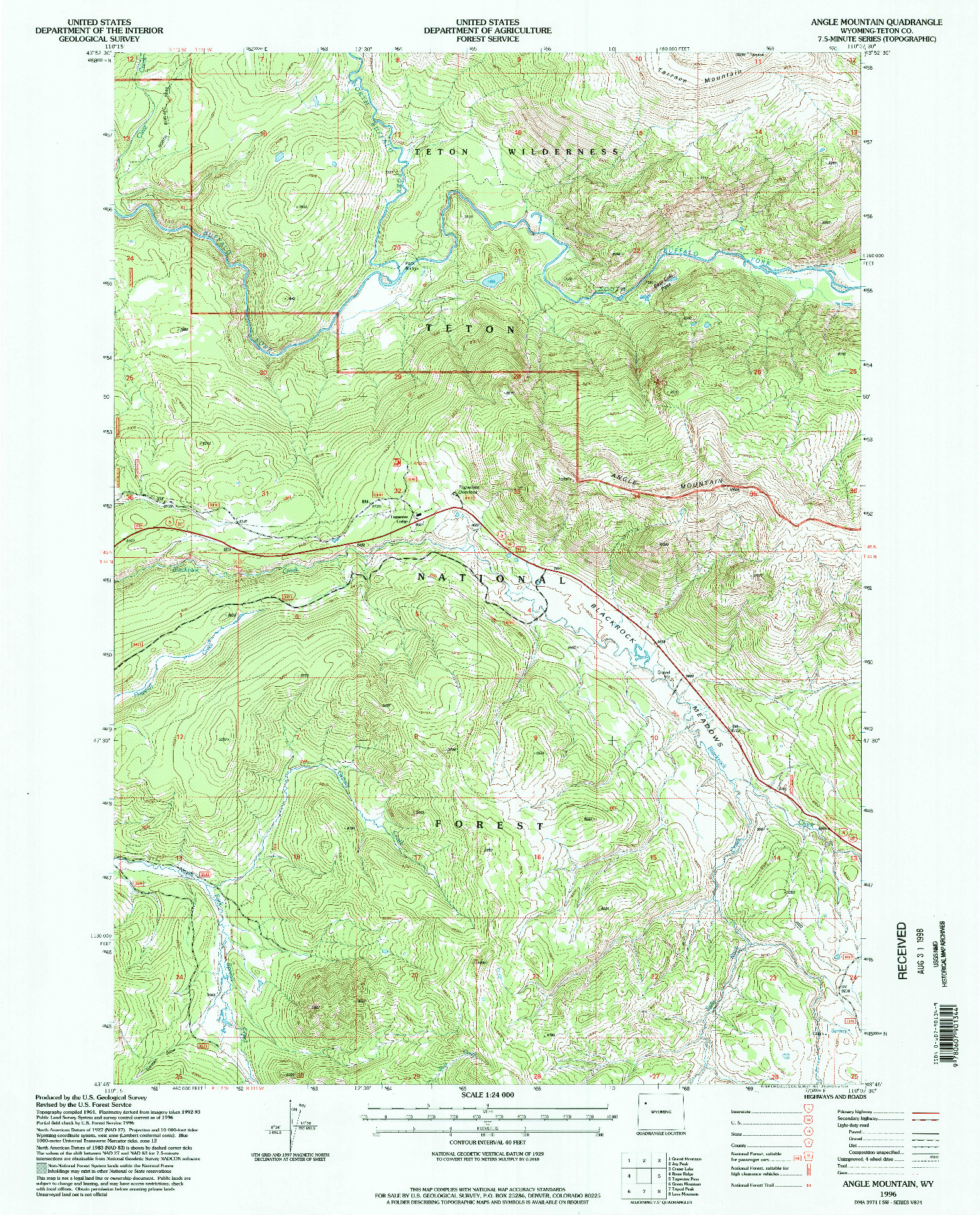 USGS 1:24000-SCALE QUADRANGLE FOR ANGLE MOUNTAIN, WY 1996
