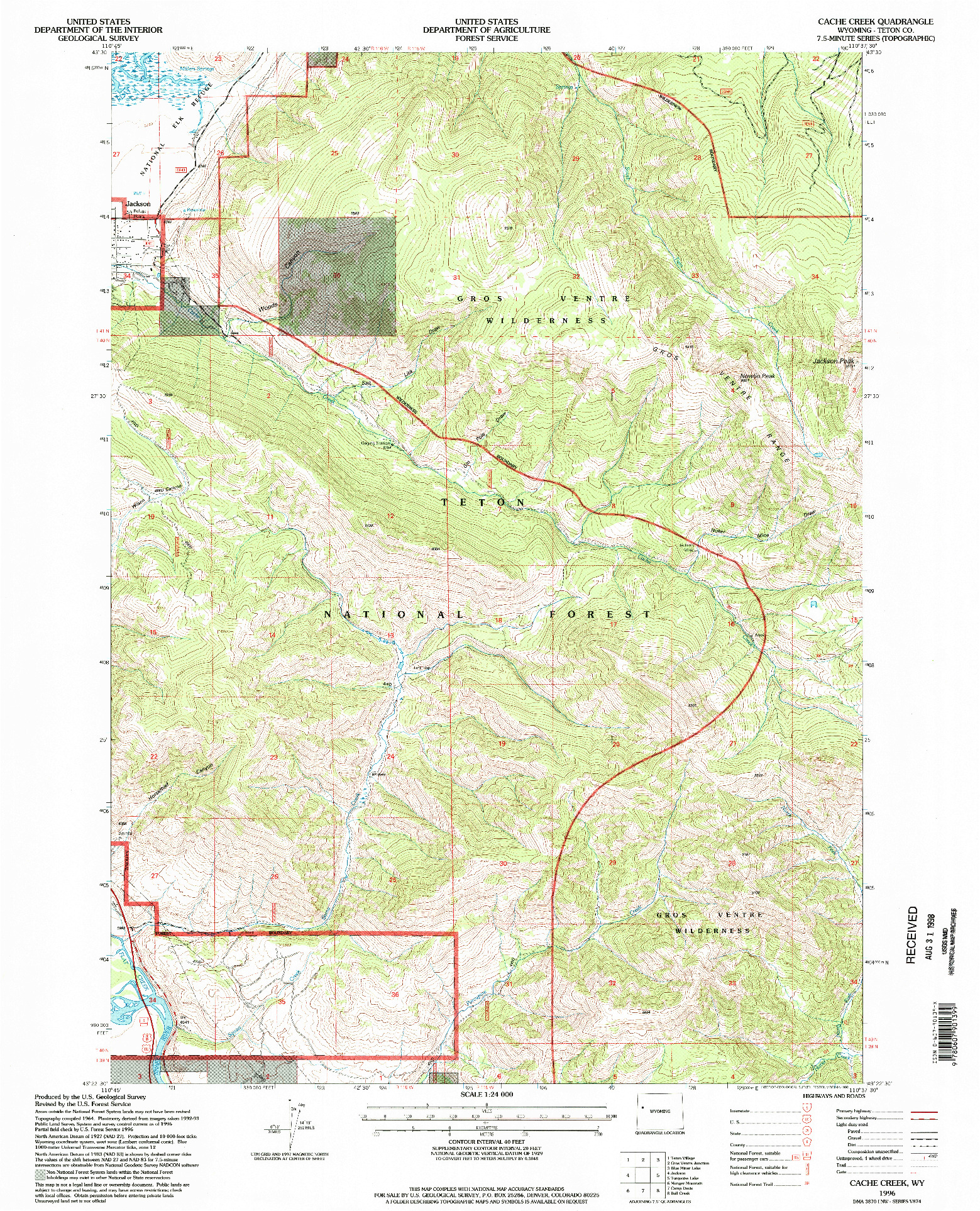 USGS 1:24000-SCALE QUADRANGLE FOR CACHE CREEK, WY 1996