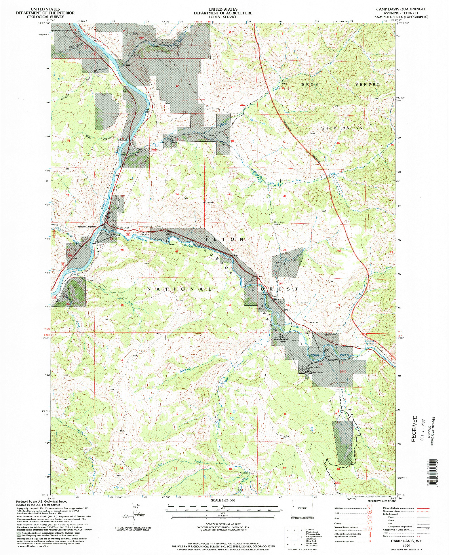 USGS 1:24000-SCALE QUADRANGLE FOR CAMP DAVIS, WY 1996