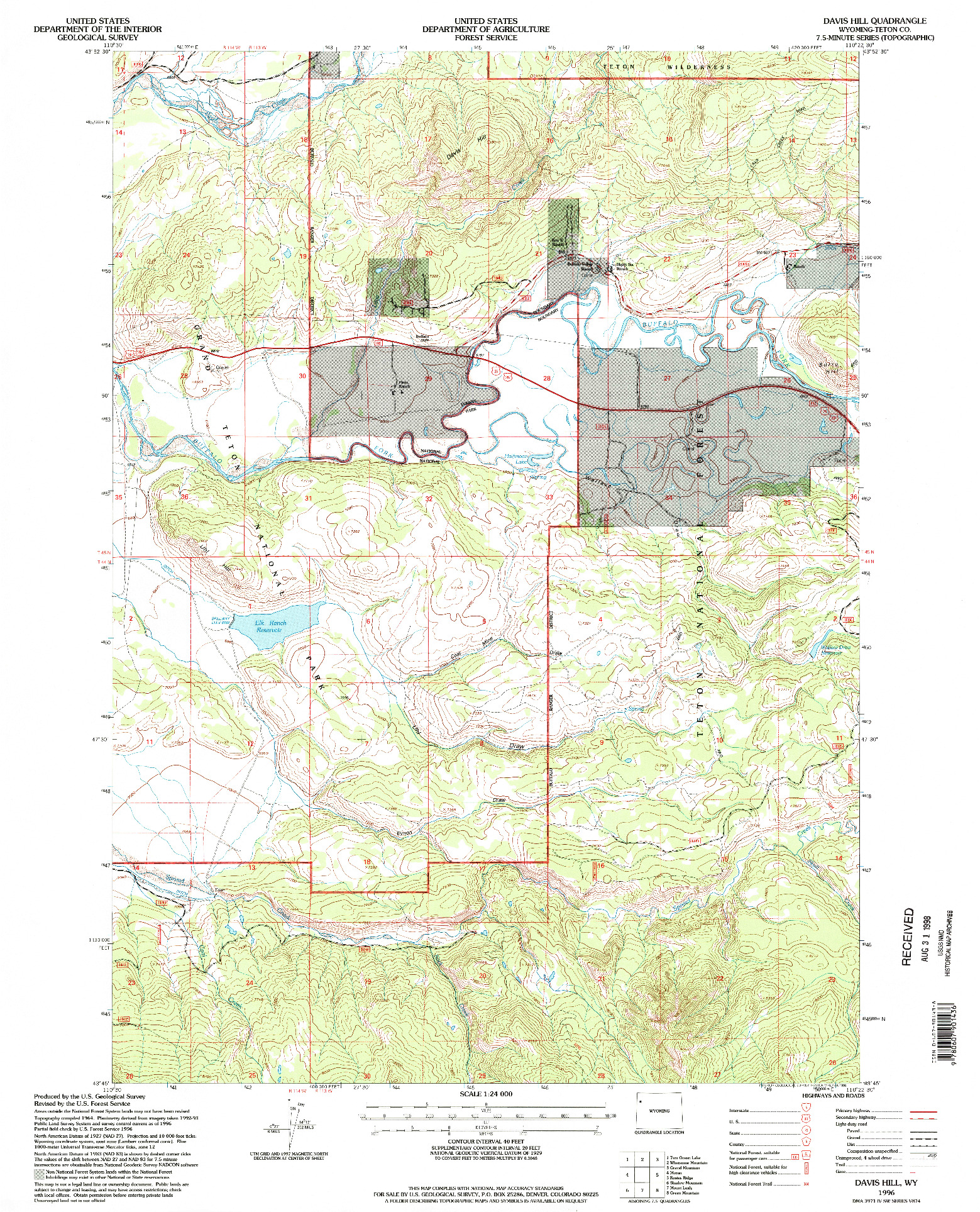 USGS 1:24000-SCALE QUADRANGLE FOR DAVIS HILL, WY 1996