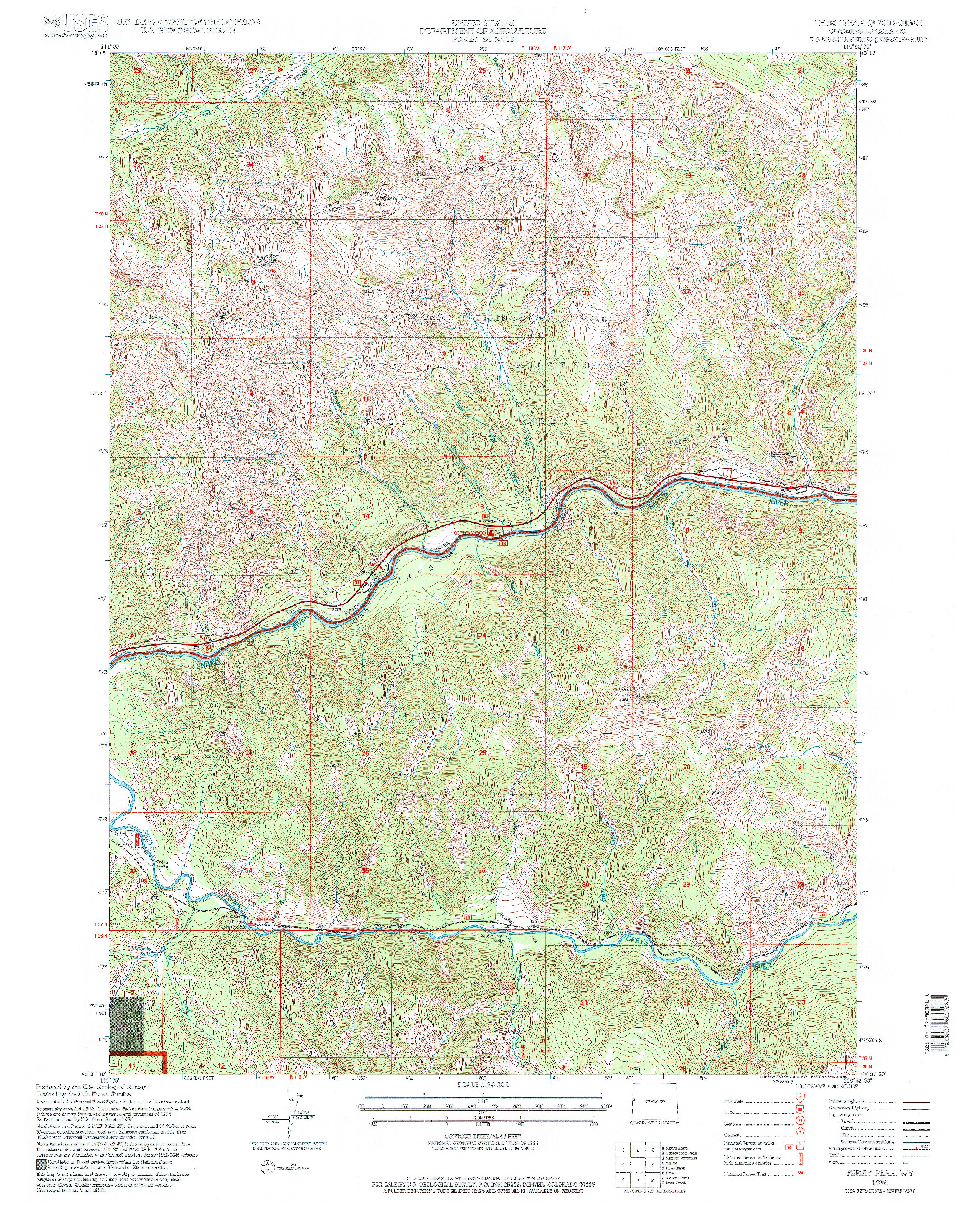 USGS 1:24000-SCALE QUADRANGLE FOR FERRY PEAK, WY 1996