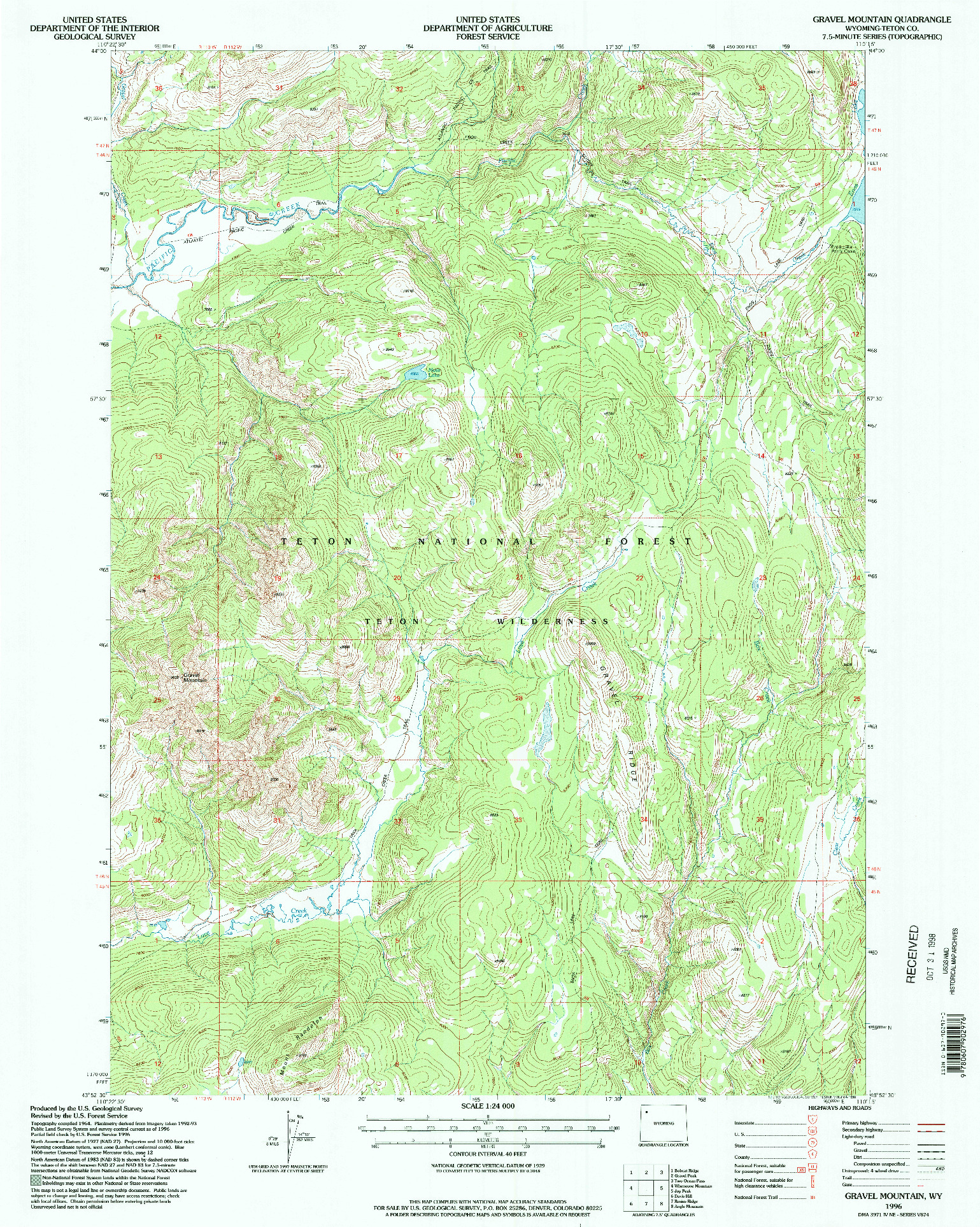 USGS 1:24000-SCALE QUADRANGLE FOR GRAVEL MOUNTAIN, WY 1996