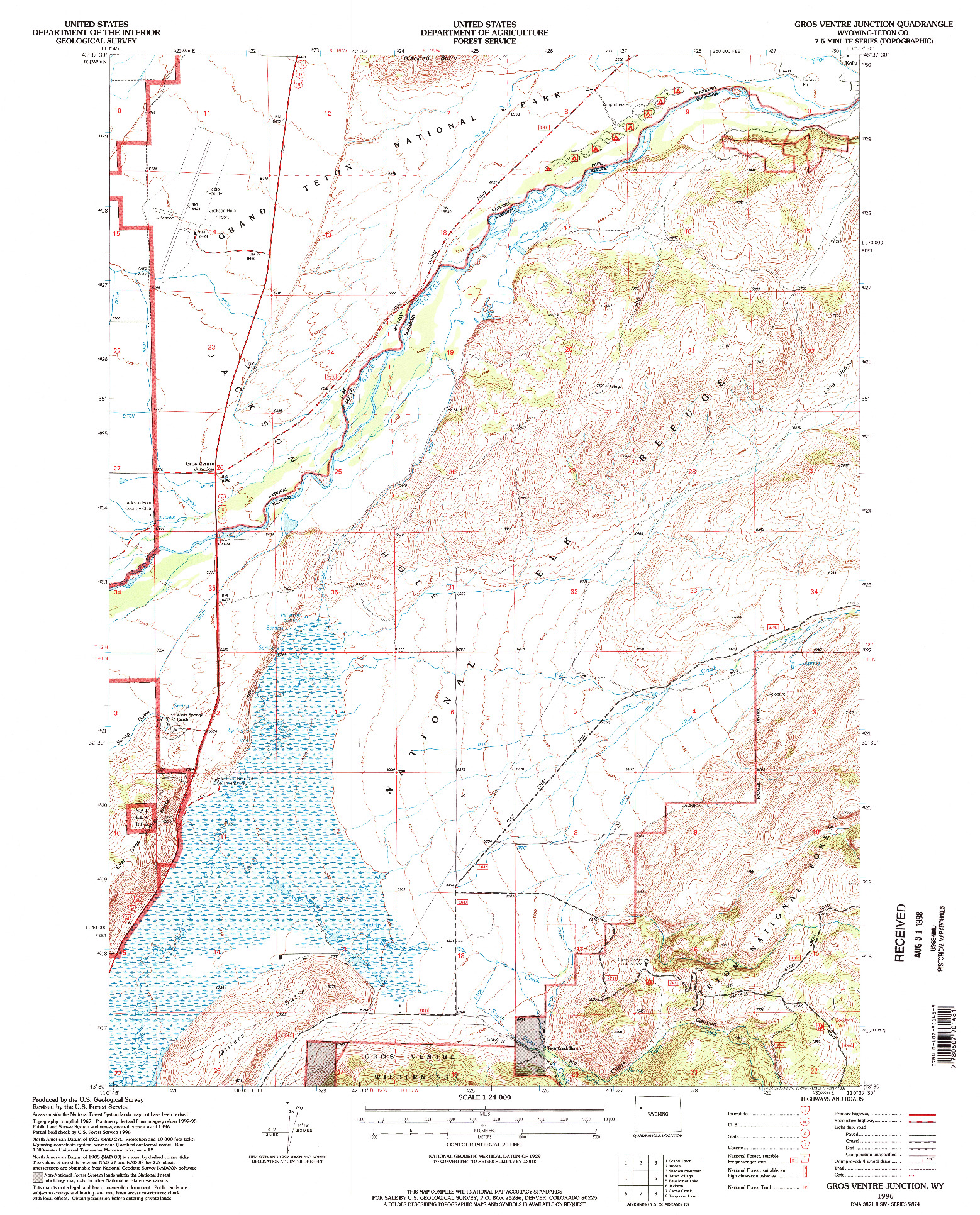 USGS 1:24000-SCALE QUADRANGLE FOR GROS VENTRE JUNCTION, WY 1996