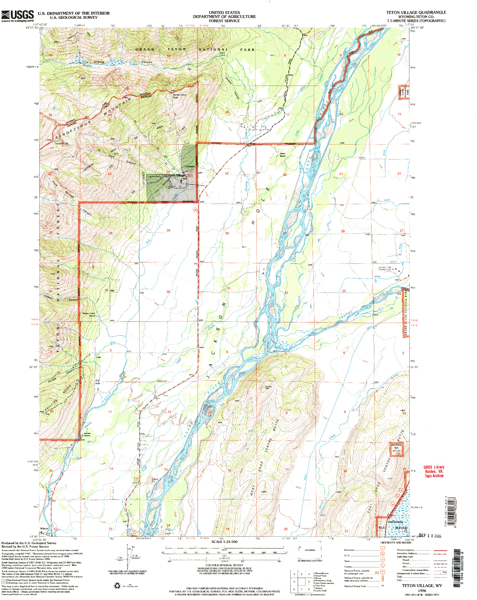 USGS 1:24000-SCALE QUADRANGLE FOR TETON VILLAGE, WY 1996