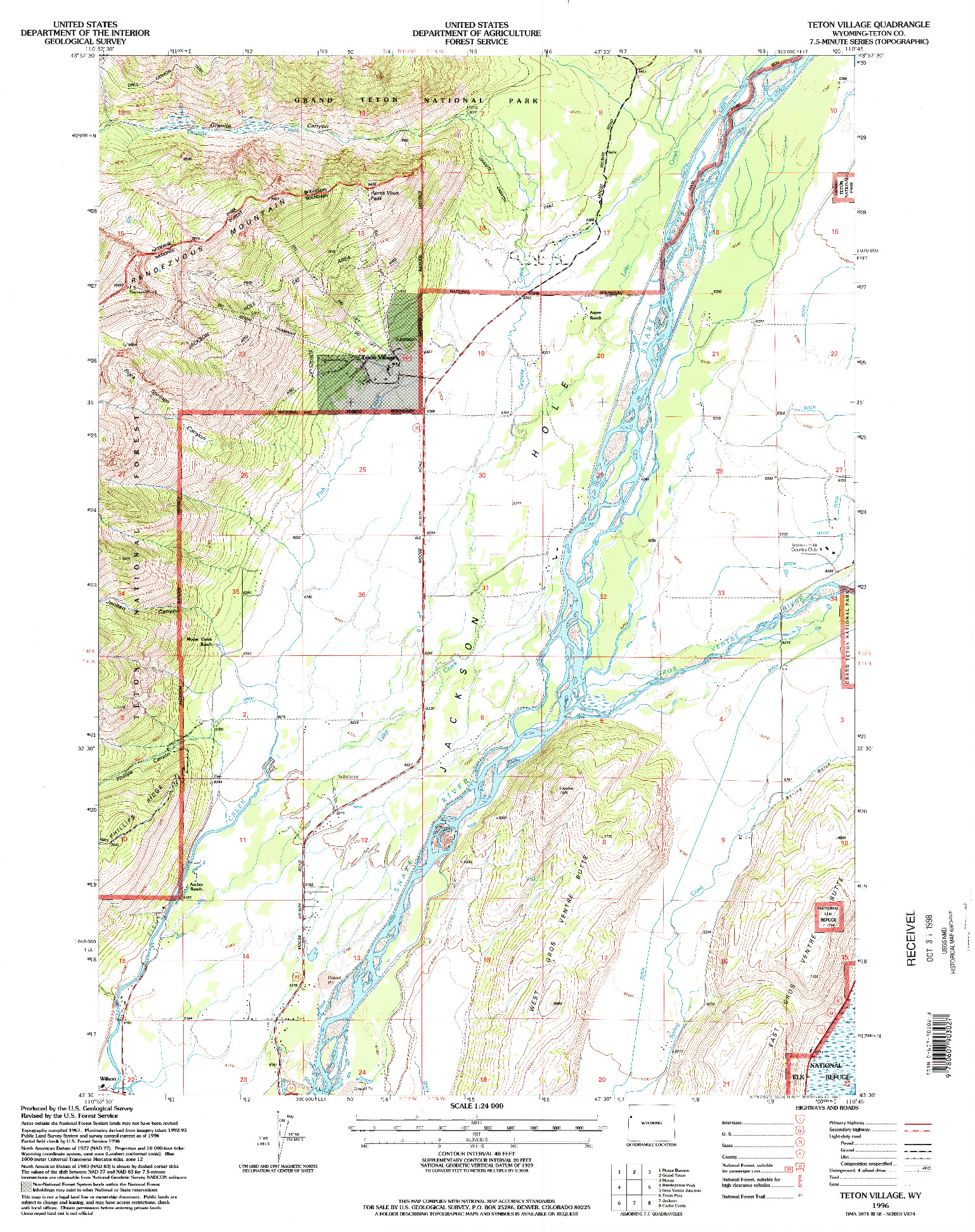 USGS 1:24000-SCALE QUADRANGLE FOR TETON VILLAGE, WY 1996