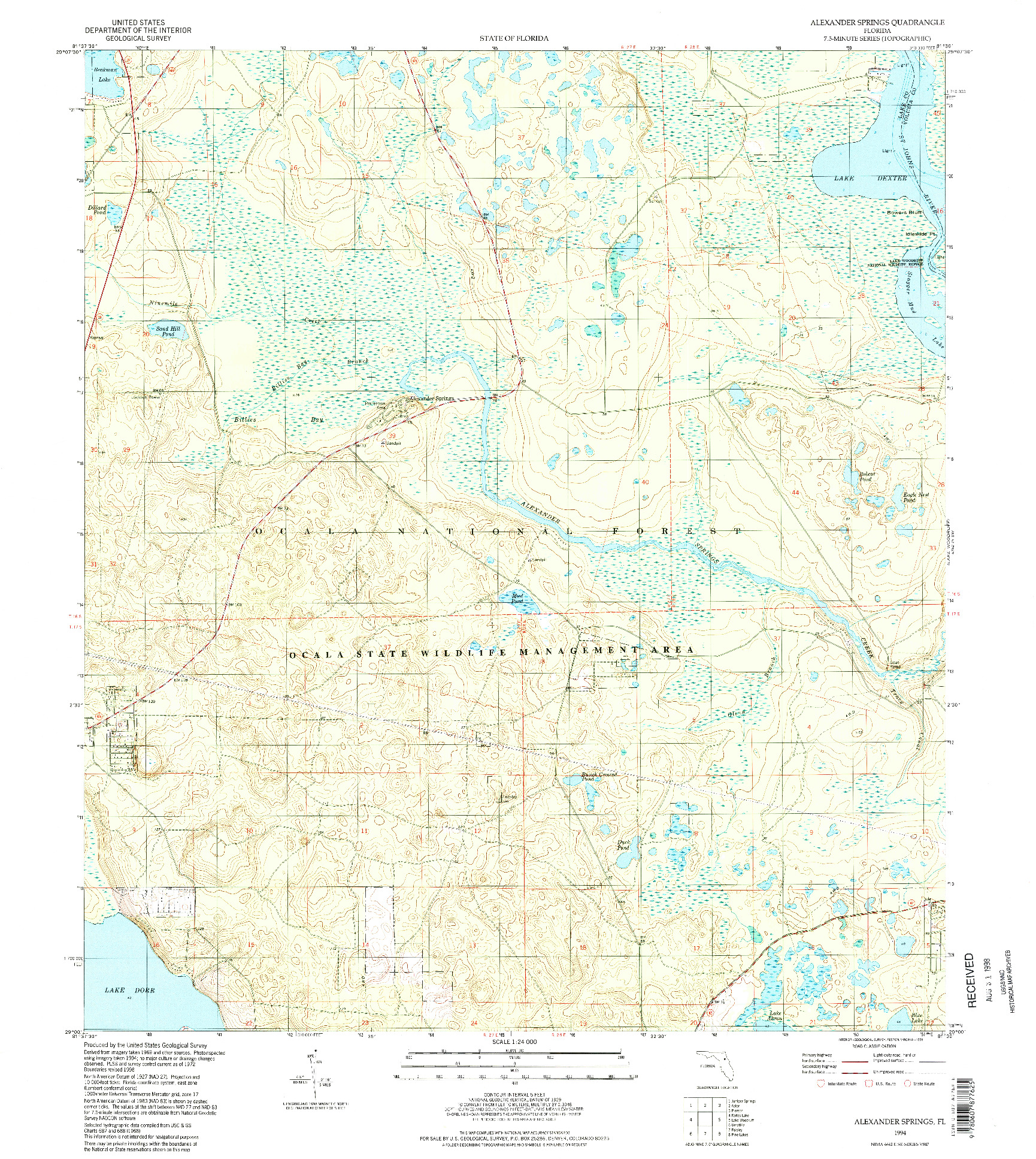 USGS 1:24000-SCALE QUADRANGLE FOR ALEXANDER SPRINGS, FL 1994