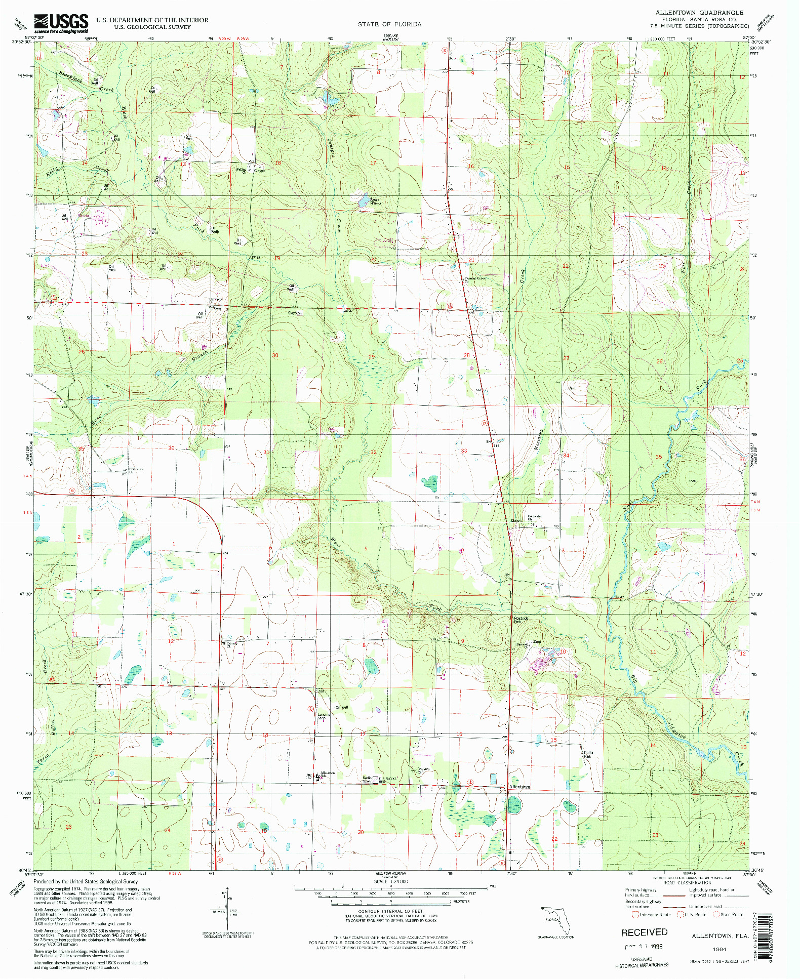 USGS 1:24000-SCALE QUADRANGLE FOR ALLENTOWN, FL 1994