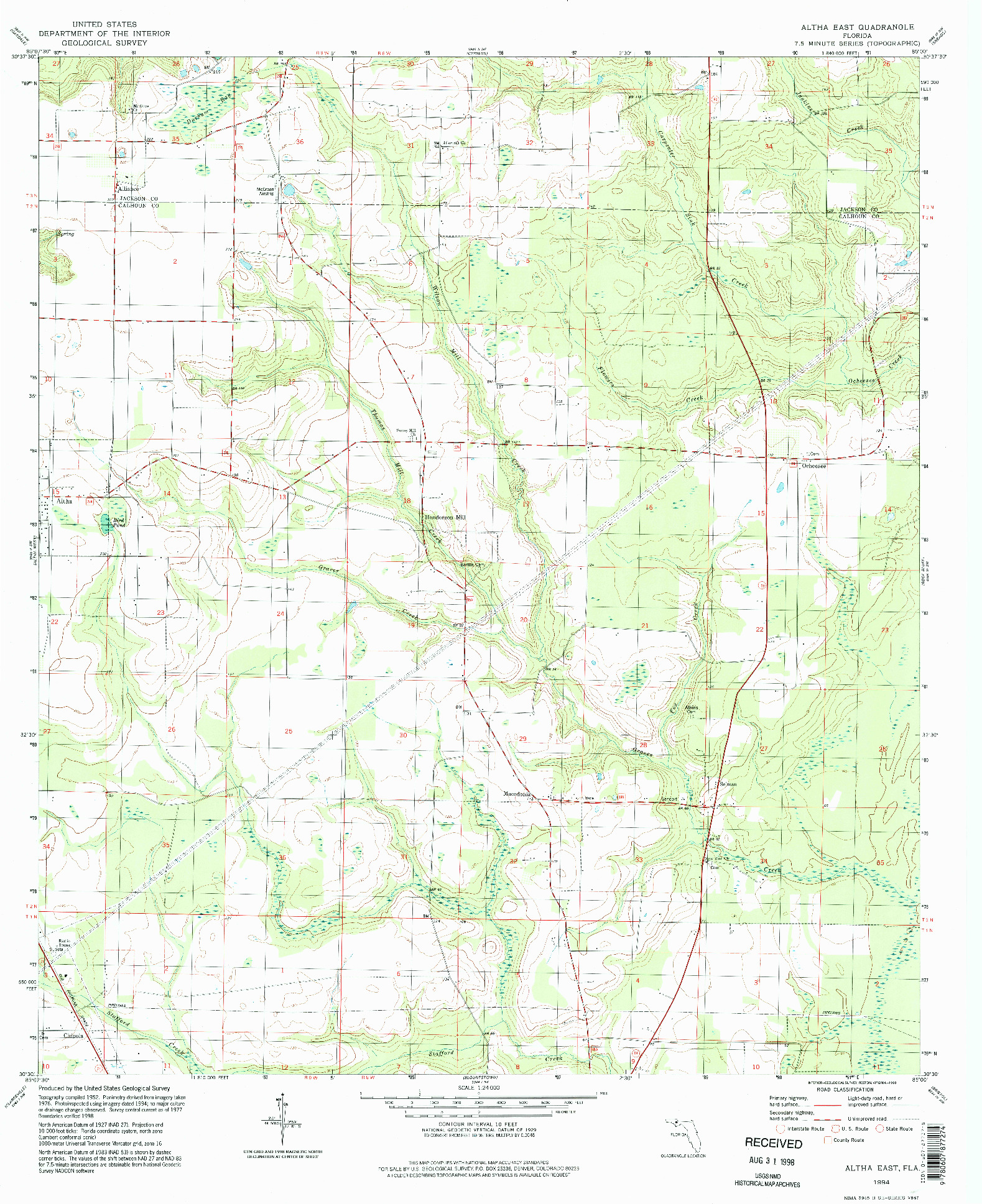 USGS 1:24000-SCALE QUADRANGLE FOR ALTHA EAST, FL 1994